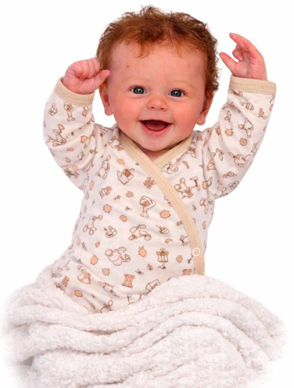 Wickelbody Baby Langarmbody mit Esel Muster neutral für Jungen und Mädchen