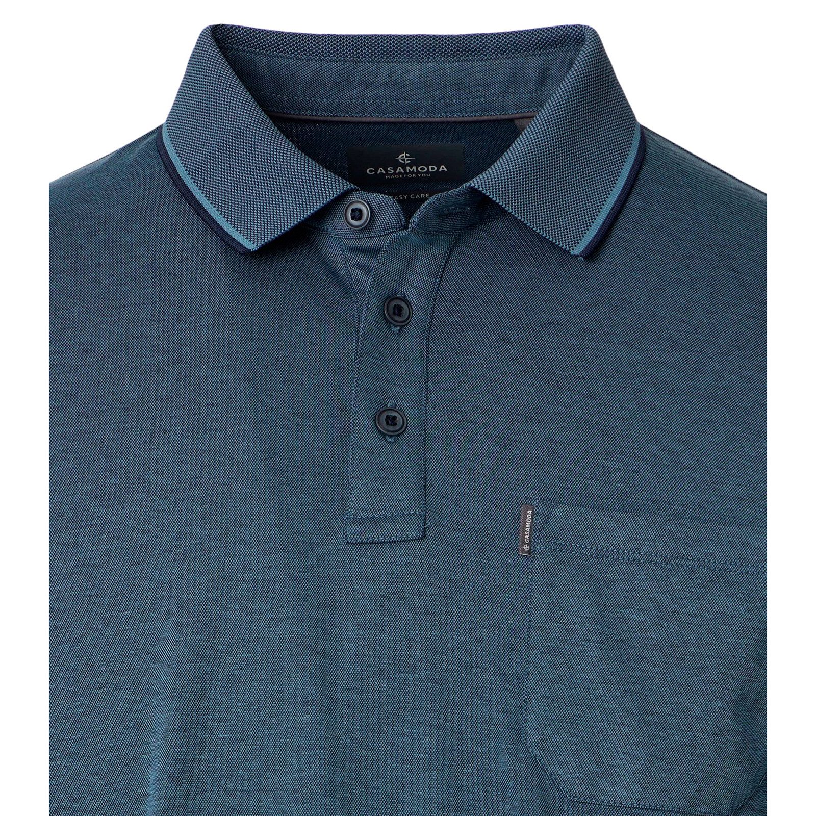 CASAMODA Poloshirt CasaModa XXL Poloshirt petrolblau melange easy care