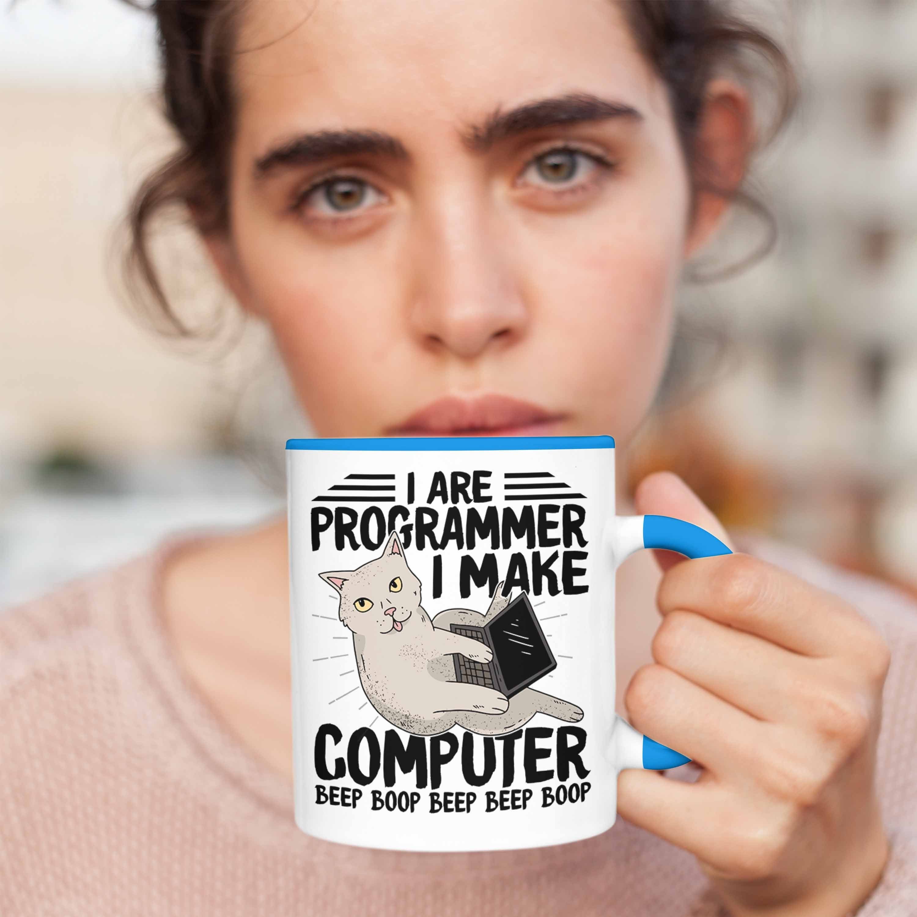 Trendation Tasse Gesch Nerds Tasse Geschenk Blau Coder für Programmierer Softwareentwickler