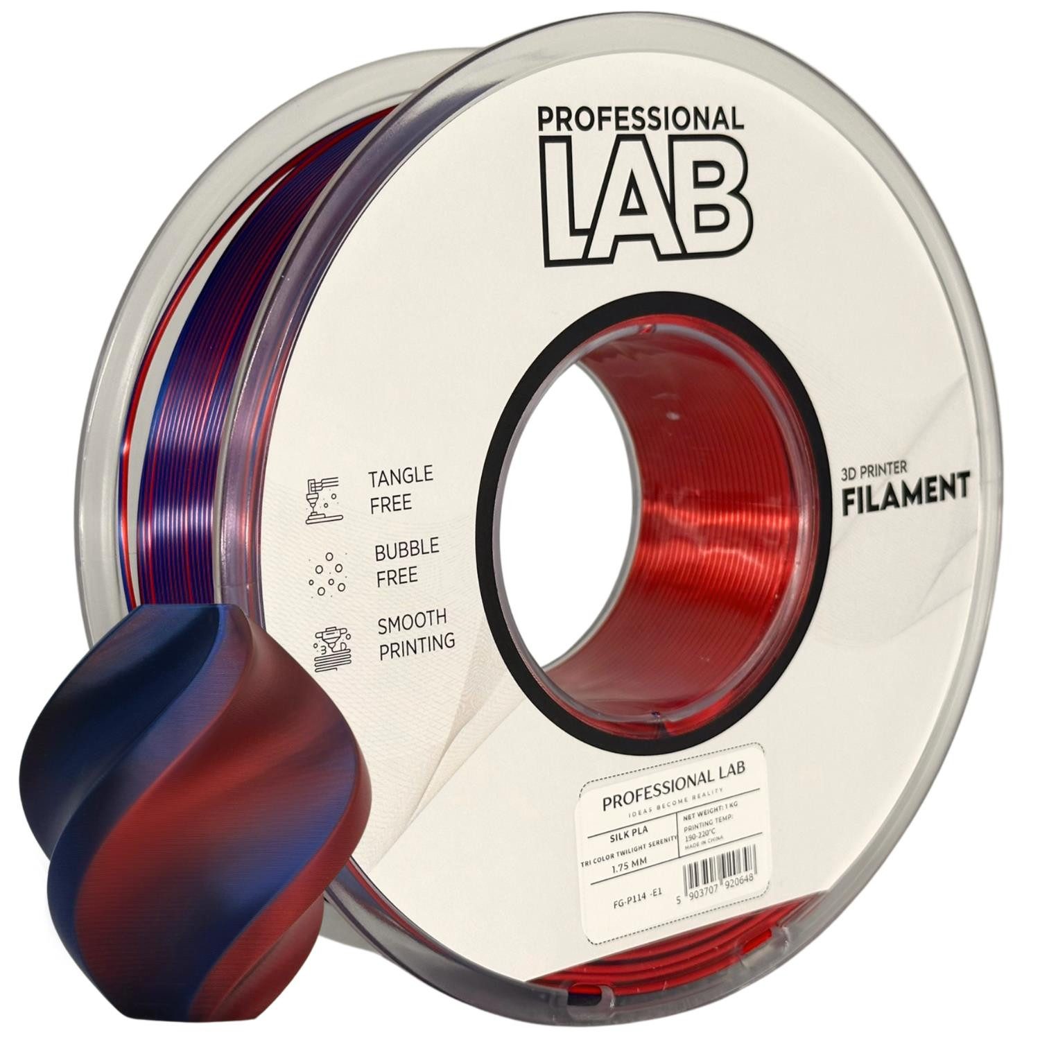 Prof. Lab Filament Silk PLA Filament Mehrfarbig 1KG 1.75mm, Rainbow Filament