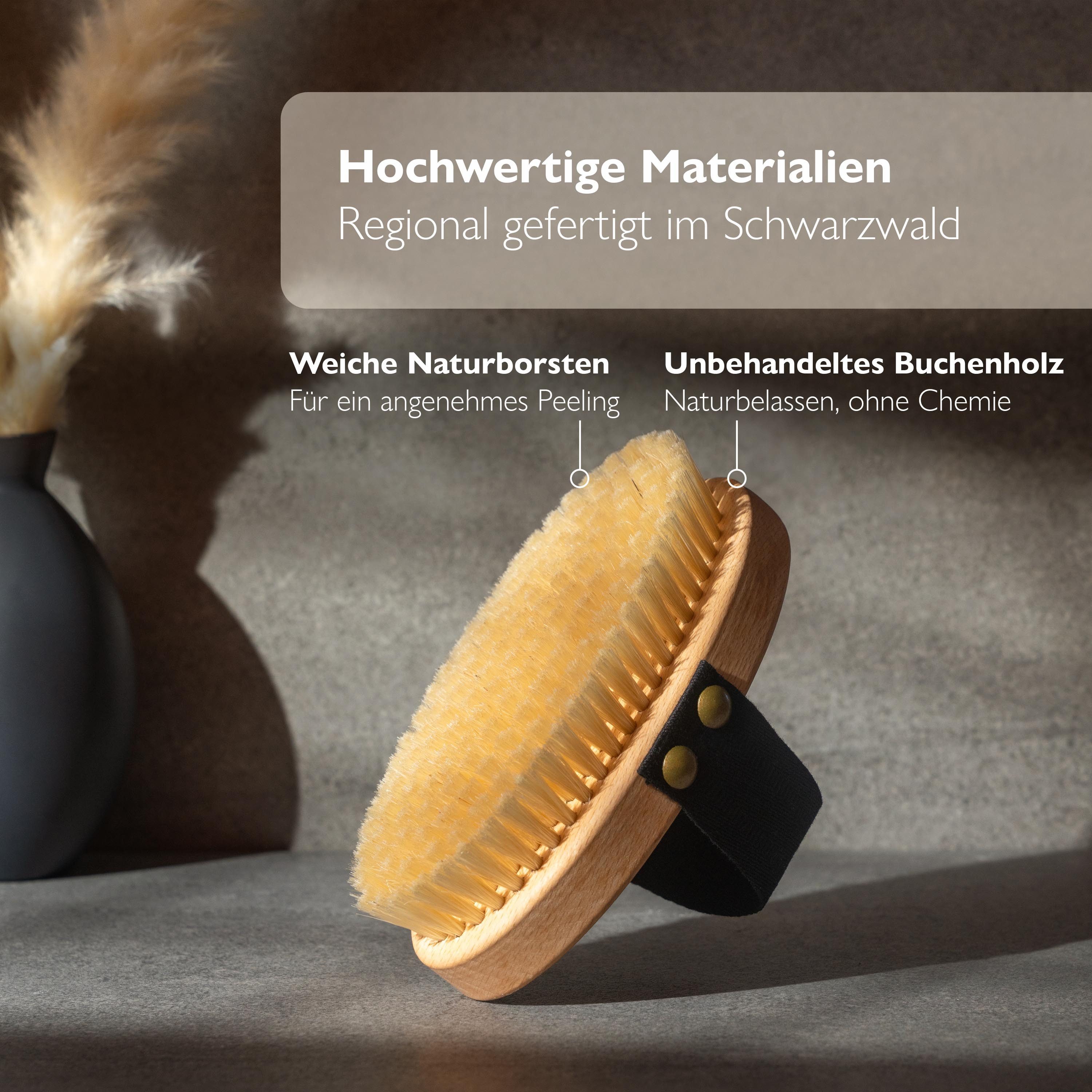 Liebenstein Körperbürste, 1-tlg., mit Naturborsten für Massage, Peeling & Lymphfluss – Made in Germany