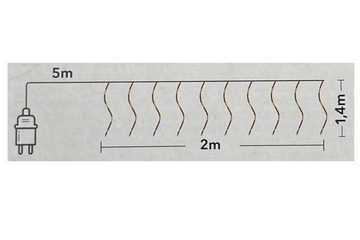 Coen Bakker Deco BV LED-Lichtervorhang Flex Wire Curtain, außen 2x1,4m warmweiß Dimmer 8/16h Timer transparent
