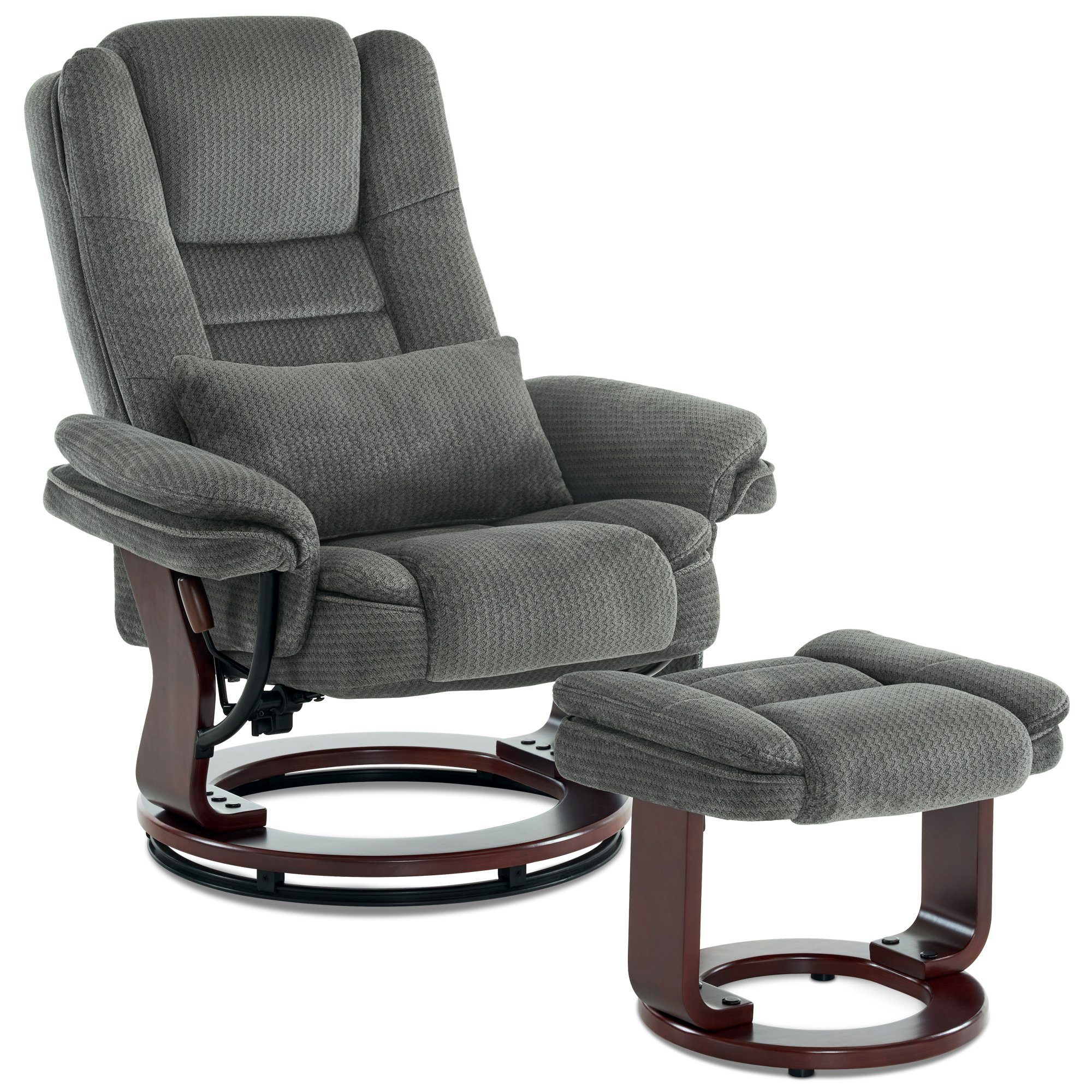 MCombo Relaxsessel 360°Drehbarer Кресла mit Hocker TV-Sessel 9099, bis 120 Kg Belastbarer, mit Seitentasche, mit Kissen, mit Liegefunktion