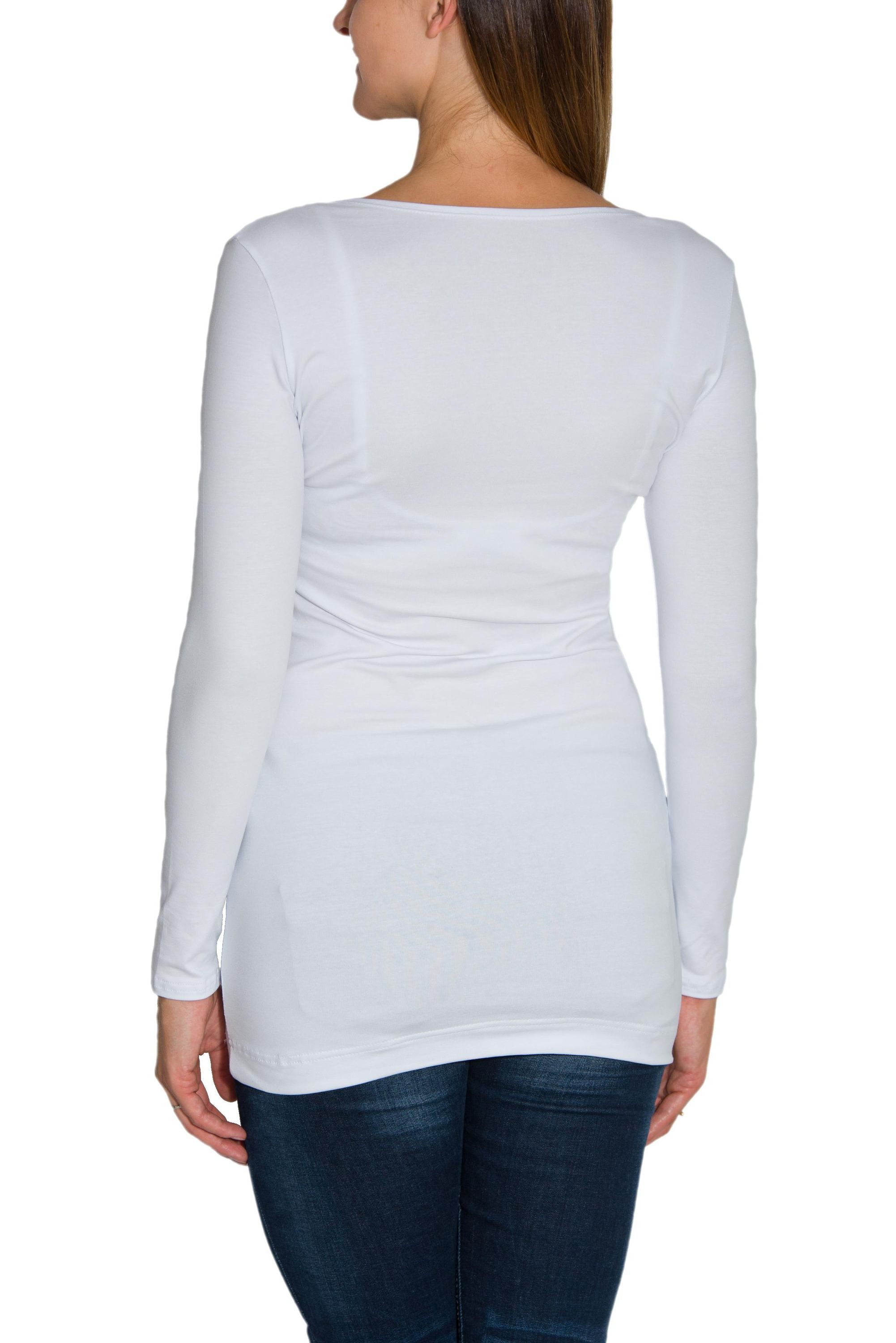 Alkato Langarmshirt Alkato Damen Langarm Longshirt Langarmshirt Tunika Basic Shirt