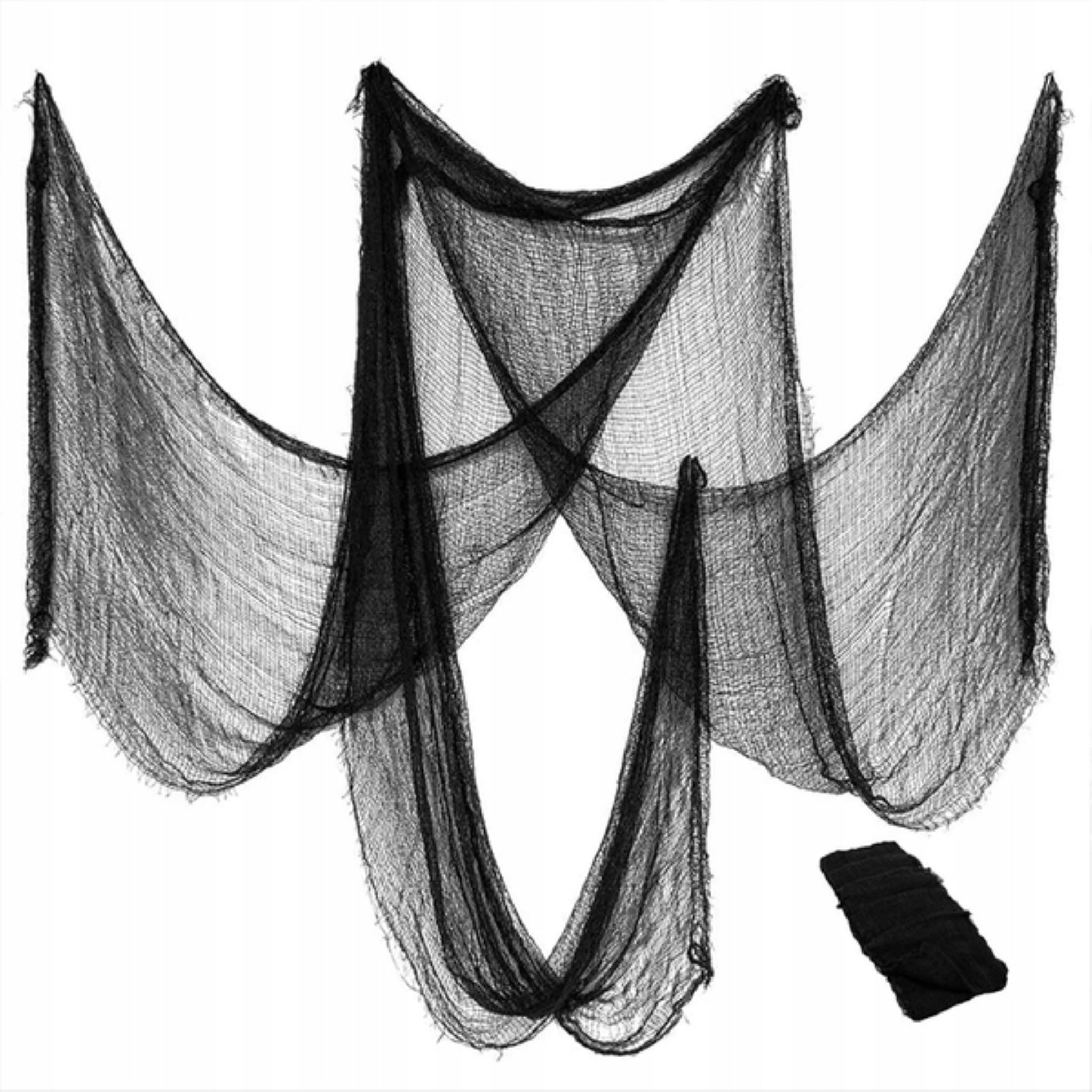 Festivalartikel Fensterdekoration Dekorative schwarze Netz-Gardine 76x228 cm Halloween Party Spinnennetz