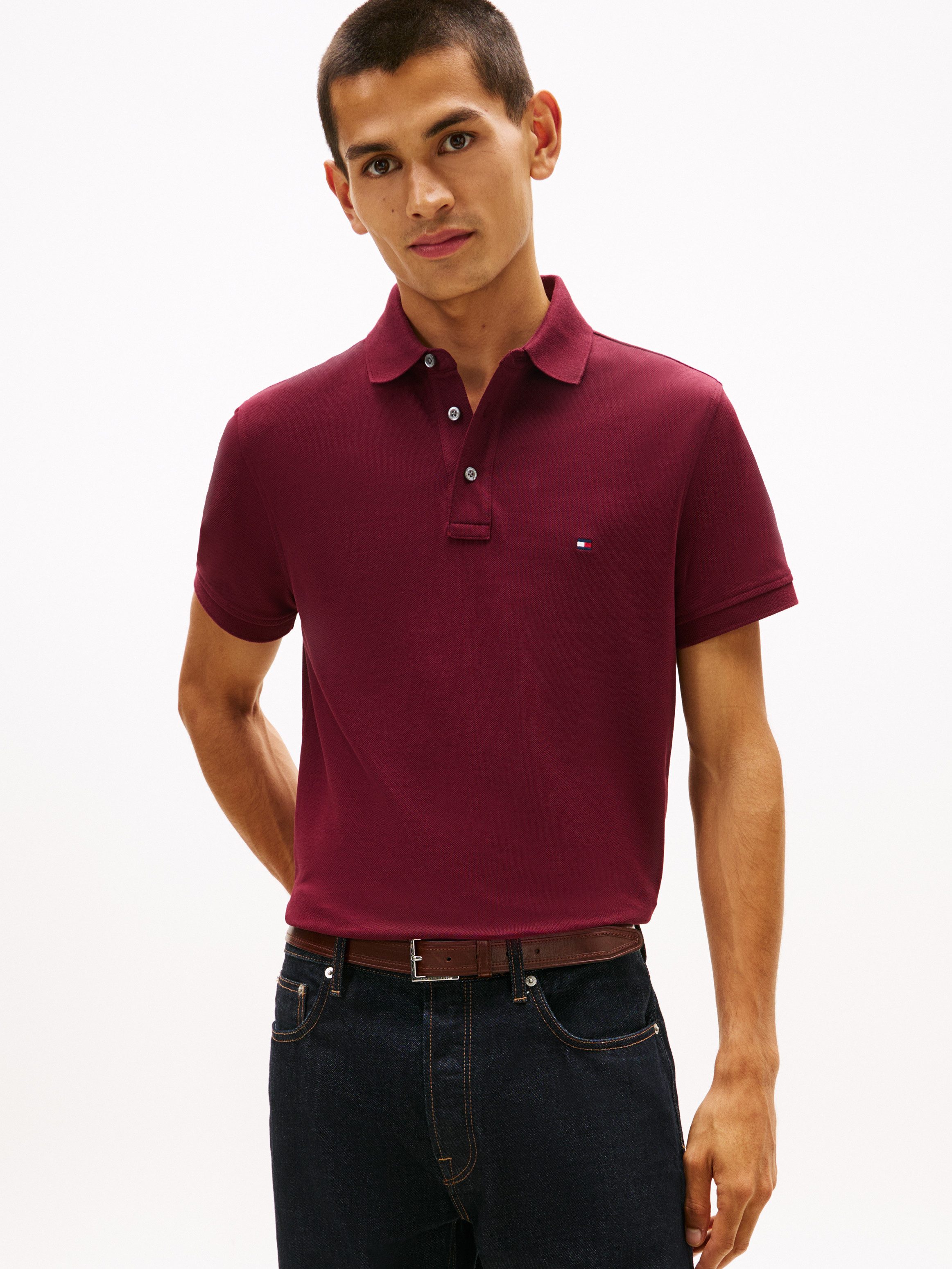 Tommy Hilfiger Poloshirt 1985 SLIM POLO mit Piqué-Struktur und Stickerei me günstig online kaufen