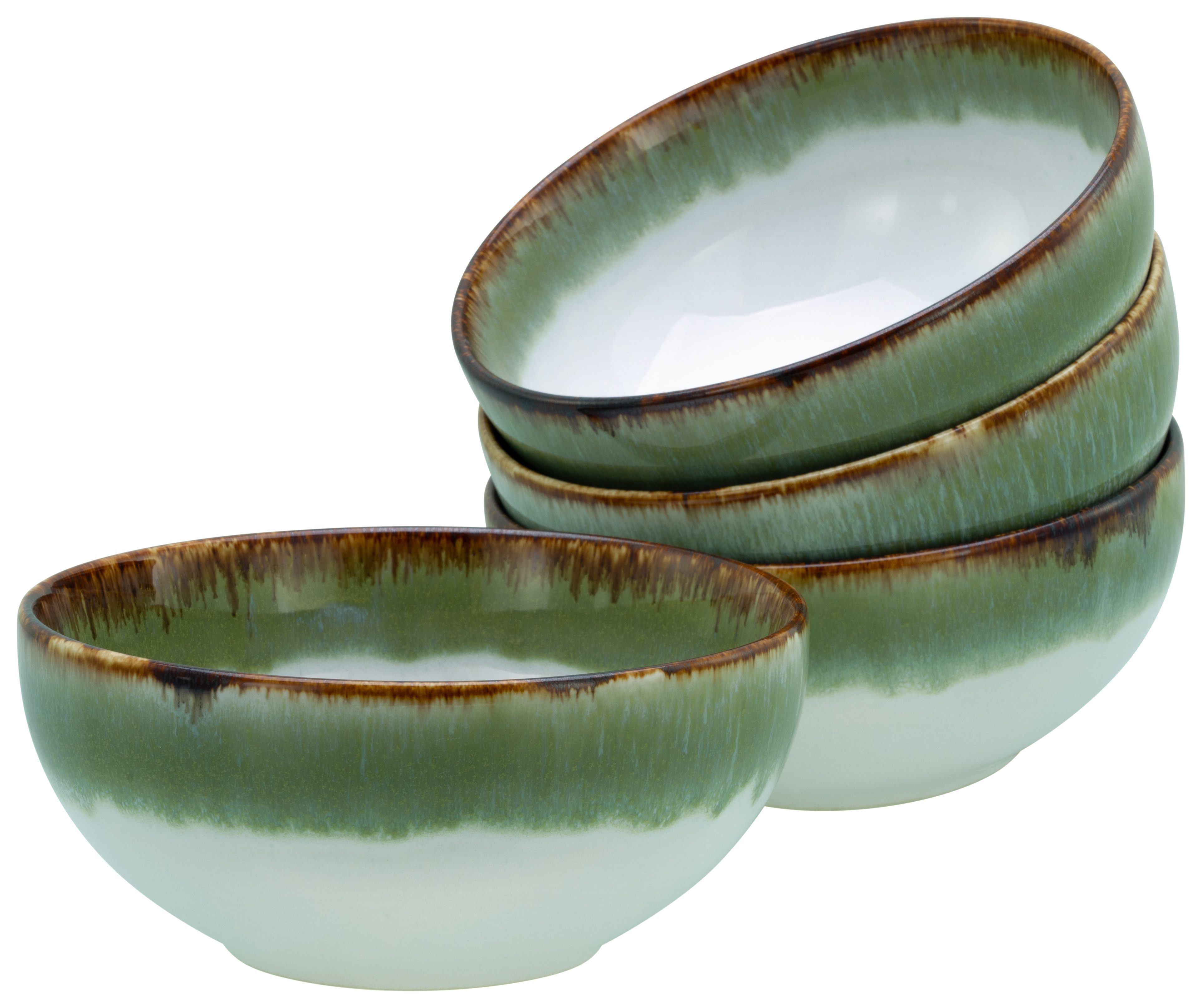 CreaTable Schale Cascade, Buddha Bowl 17,5 cm 4-tlg, Steinzeug, (Set, 4-tlg), Rekativglasur, Healthy Food