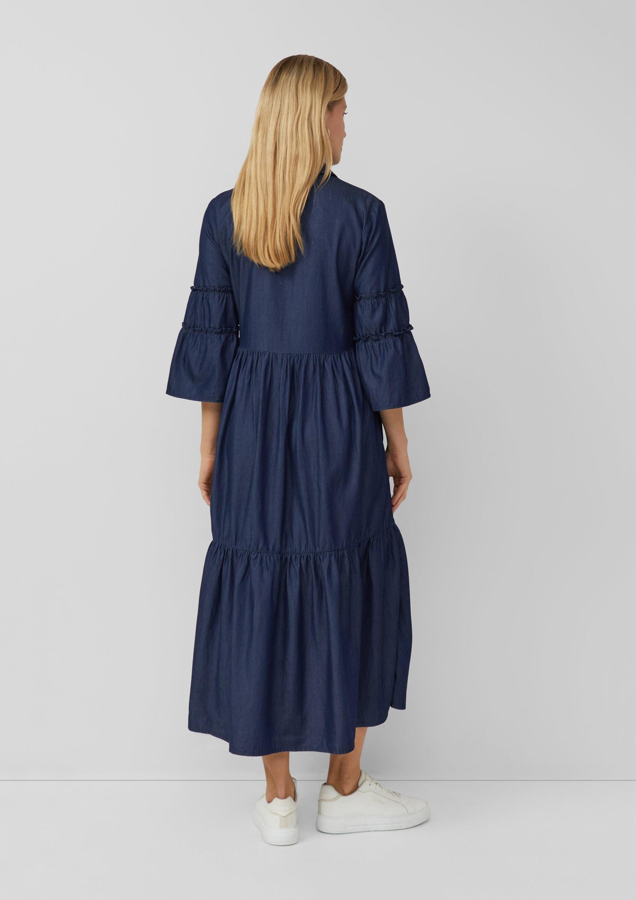 s.Oliver Midikleid Kleid Hemdblusenkleid mit verspielten Volumen-Details