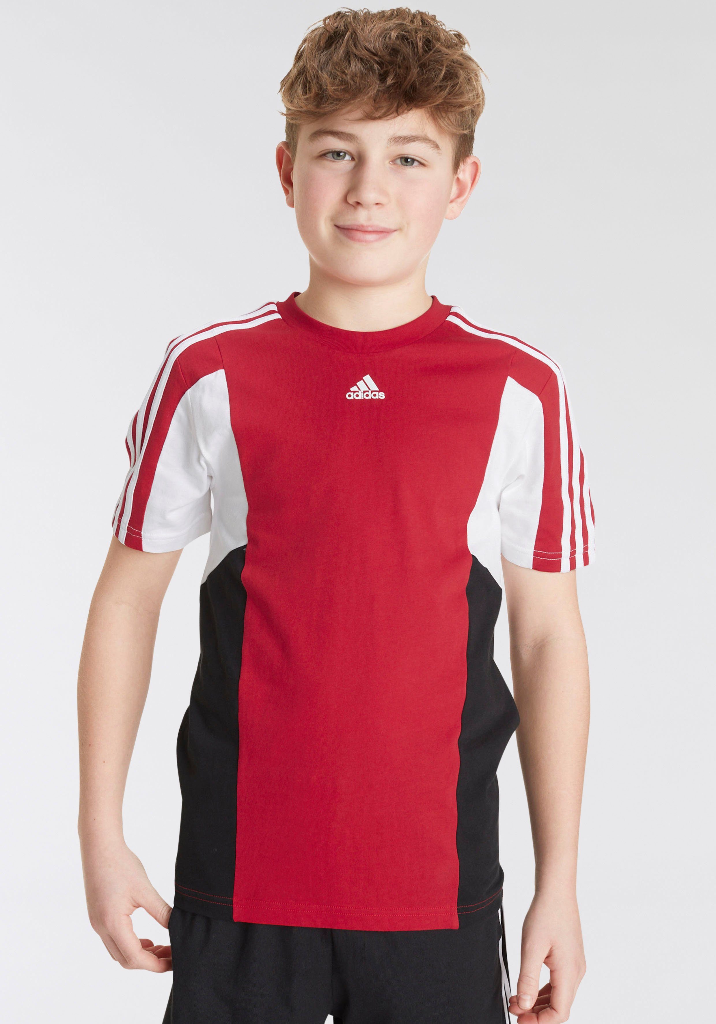 adidas Sportswear T-Shirt COLORBLOCK 3-STREIFEN REGULAR FIT Better Scarlet / Black / White