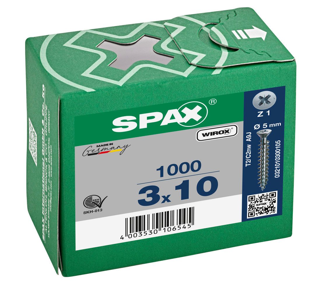 SPAX Schraube Schraube, kleiner Senkkopf, WIROX, Kreuzschlitz Z1, (1000 St)
