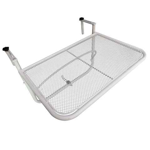 Outsunny Balkonhängetisch höhenverstellbar viereckig Terrasse Metall Weiß (Set, 1-St., Gartentisch), L60 x B56.5 x H45 cm