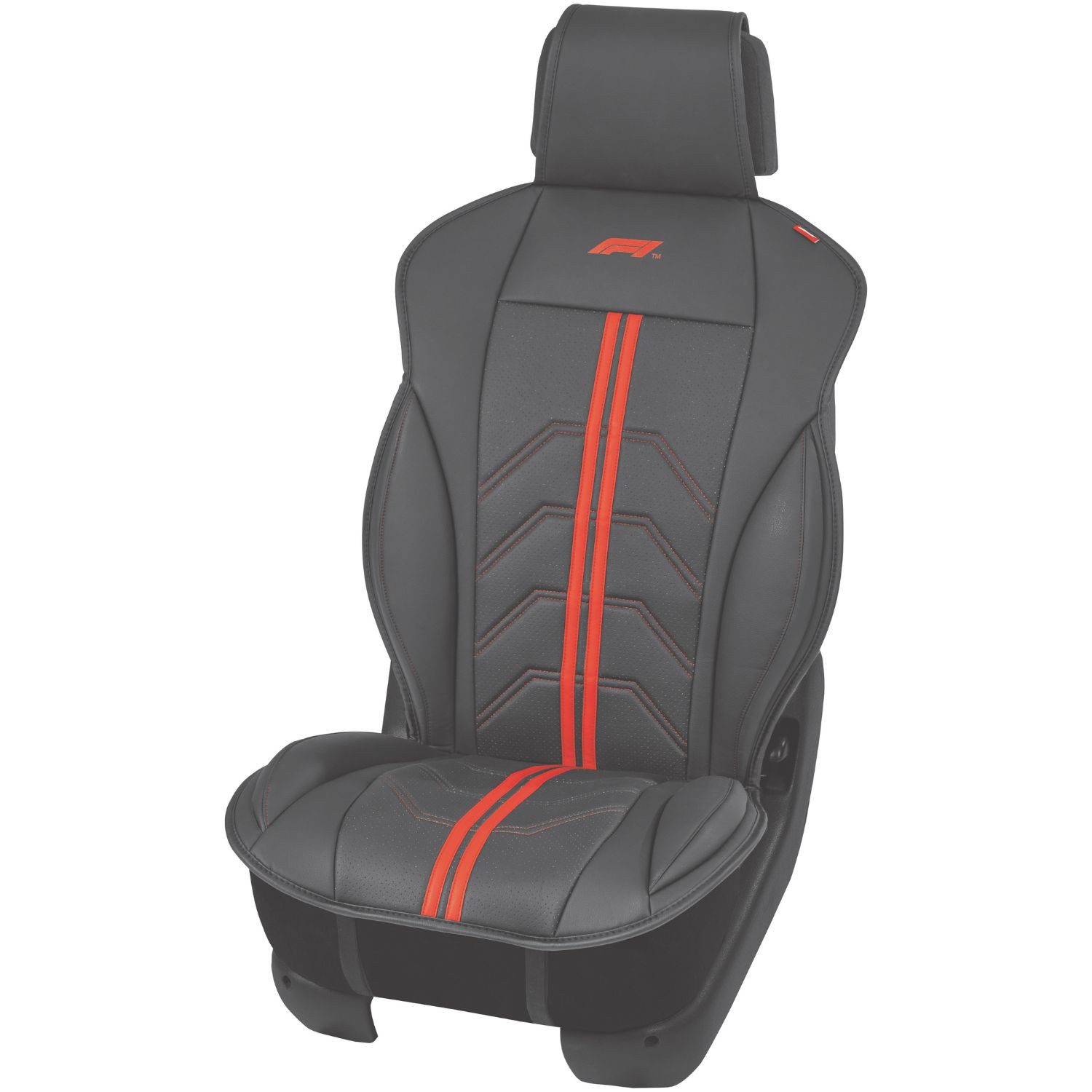 Formula 1 Autositzbezug F1 Auto Sitzauflage Sitzbezug SC160 Schwarz/Rot, 1-tlg., Einzelsitzbezug, Schonbezug Sitzmatte Autositz Fahrer Vorne Sitzunterlage Sitzaufleger