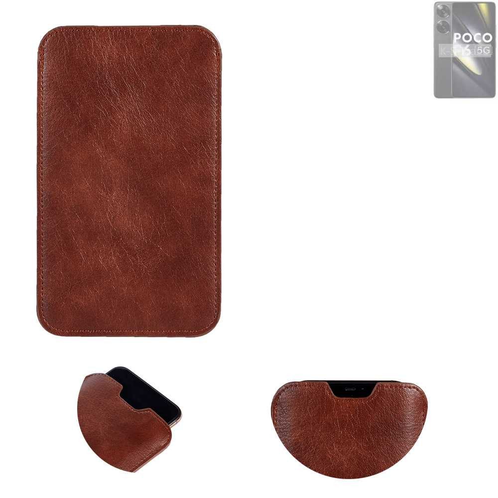 K-S-Trade Handyhülle für POCO F6, Schutzhülle Handyhülle Handytasche Kunstleder Sleeve in braun