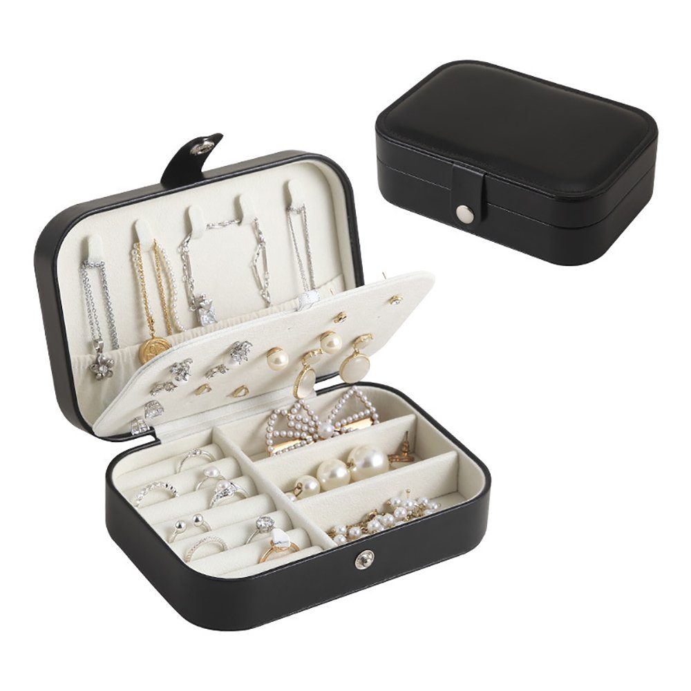 ZanMax Schmuckkasten Tragbare Schmuckaufbewahrungsbox Halsketten-Ring-Ohrring-Organisator (1 St) schwarz