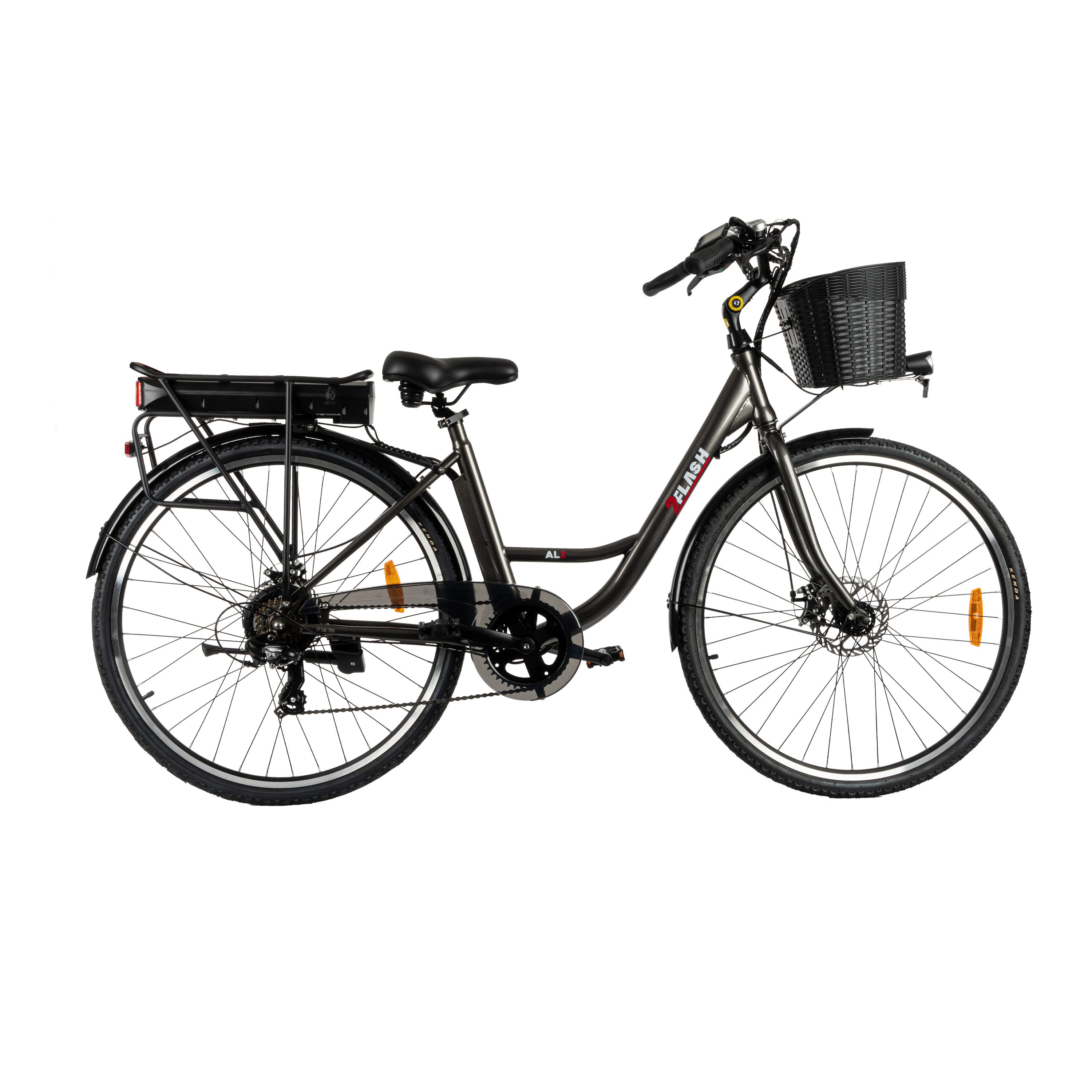 2FLASH E-Bike 2Flash AL2 City E-Bike weiß, 28 Zoll, niedriger Einstieg, (360Wh), 7 Gang, Kettenschaltung, Heckmotor, 360,00 Wh Akku, (2 tlg) anthrazit grau | E-Citybikes