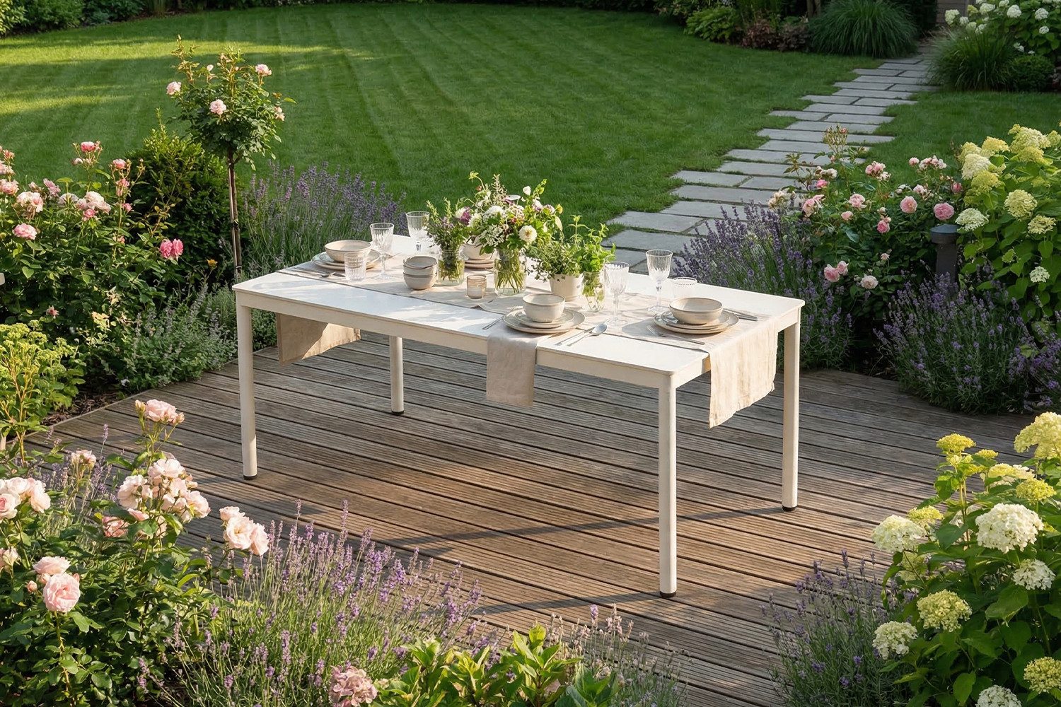 KAWOLA Garten-Essgruppe AMUR Outdoor, Gartenmöbel-Set, wetterfest, (Set, 7-tlg), Keramik, Aluminium, Flachgewebe, wasserabweisend – Bild 3 von 5