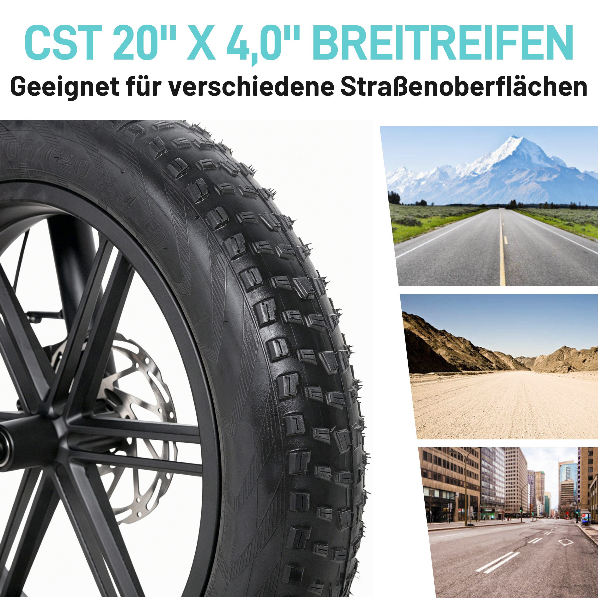 JOBOBIKE E-Bike Klapprad 20 Zoll, 120km, mit Blinkern &Bremslicht, All-Terrain Elektro-Fatbike, 7 Gang Shimano, Kettenschaltung, Heckmotor, 720 Wh, (LCD-Farbdisplay, 5 Stufen, Faltrad), Mountainbike, MTB, Hydr. Bremse, Elektrofahrrad für Damen und Herren