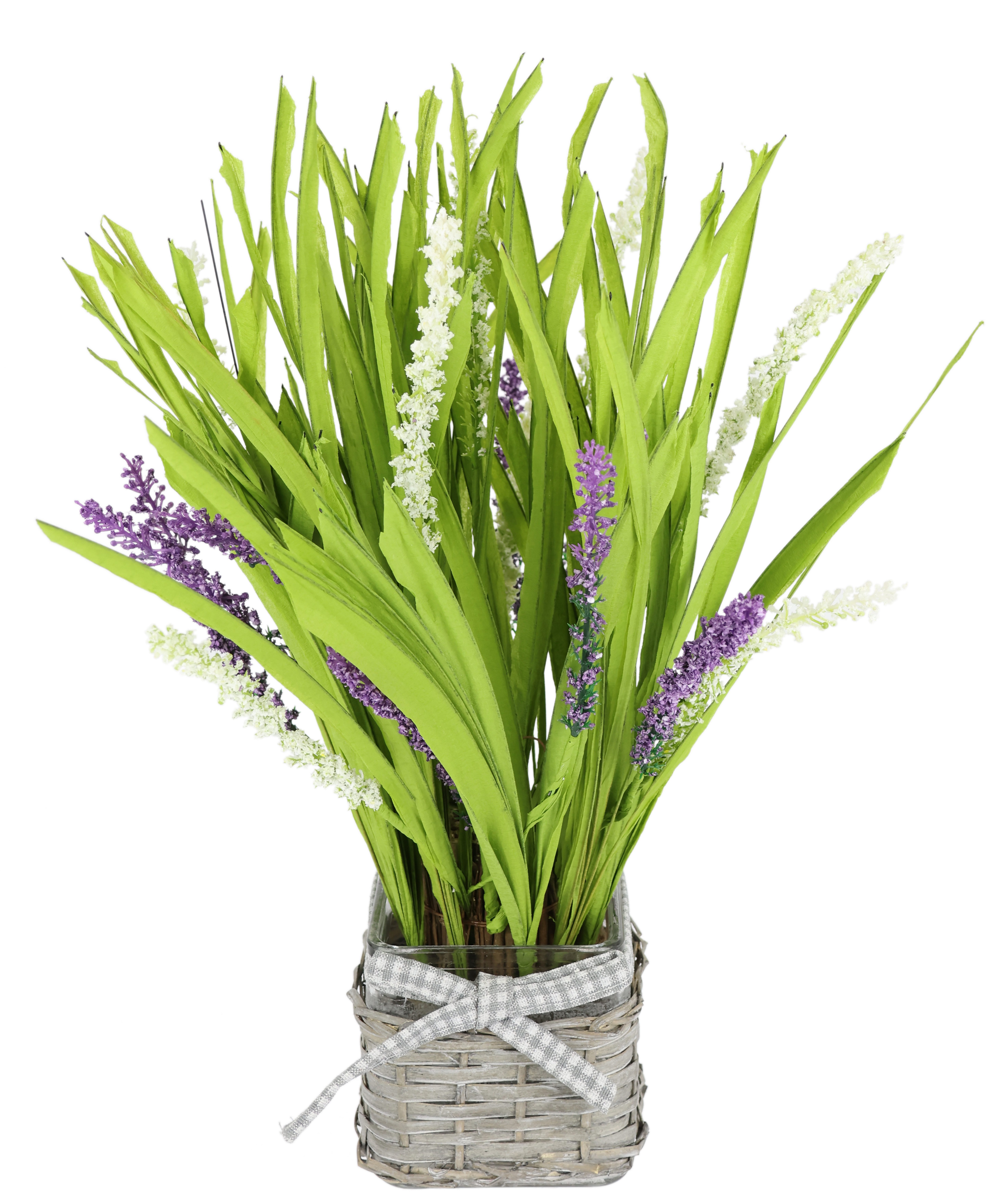 Kunstpflanze Grasbusch mit Lavendel im Topf, I.GE.A., Höhe 40 cm, Künstlicher Grasbund Kunstgras Büschel Bündel Grasarrangement Deko