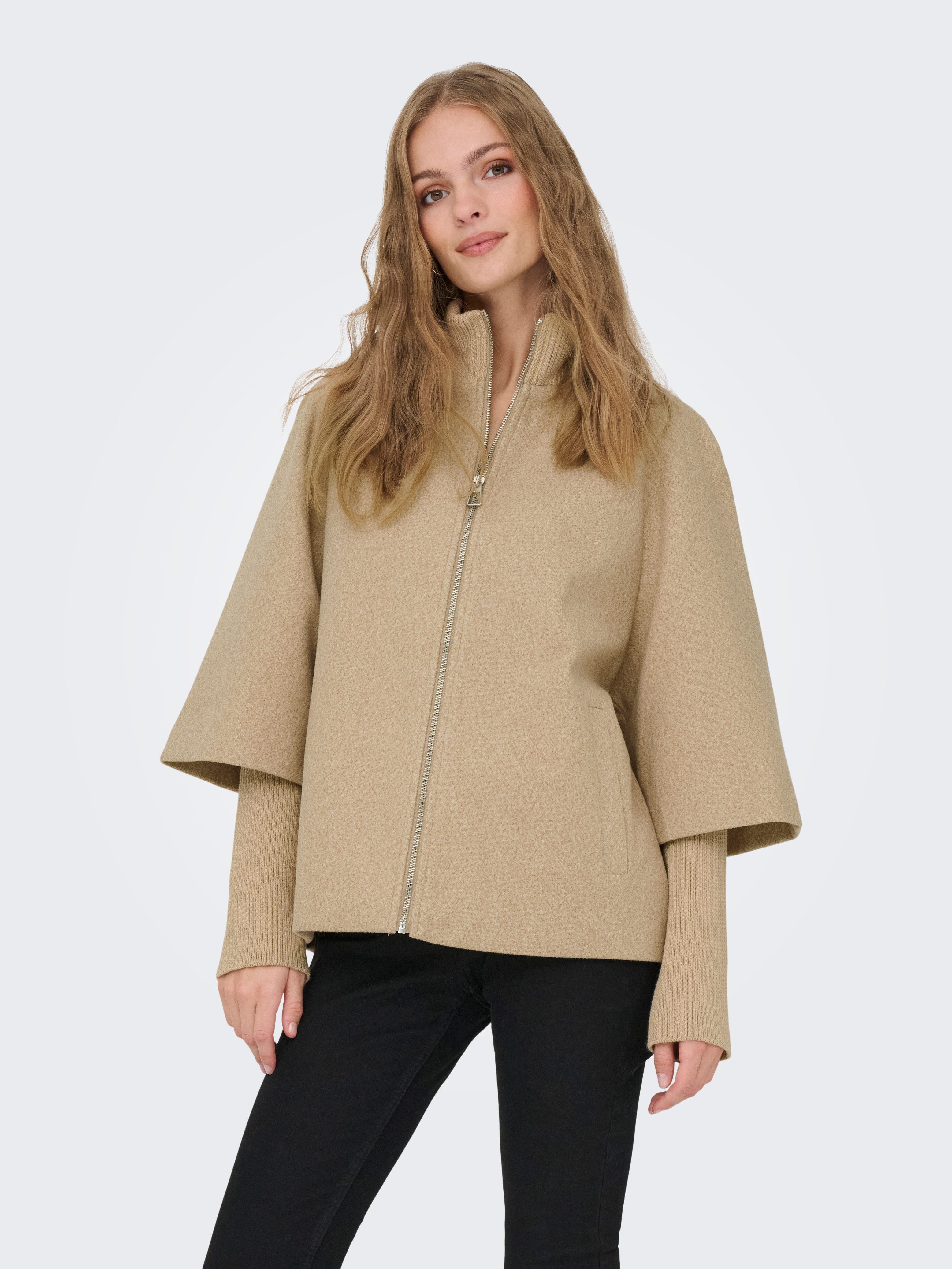 JDY Kurzjacke JDYMEMORY RIB SHORT JACKET OTW NOOS Kunstfaser