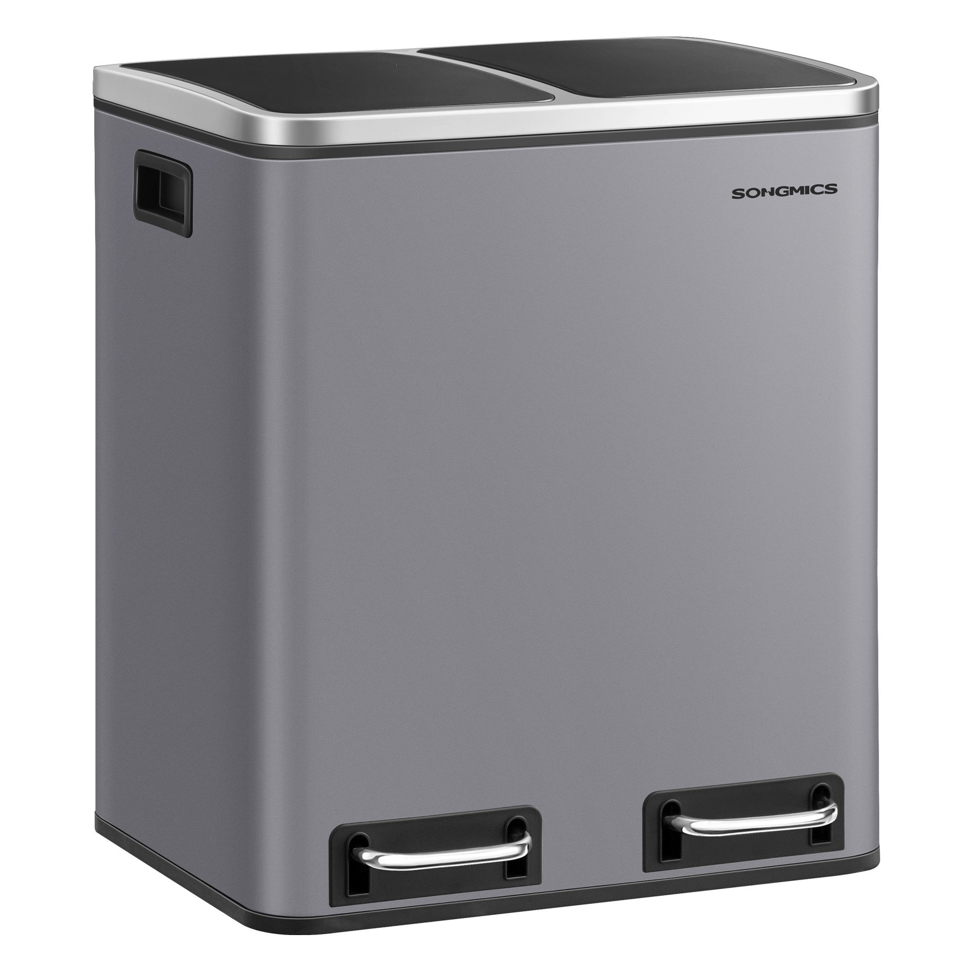 SONGMICS Мусорные урны, Abfalleimer, 30L, ergonomisch, Stahl, Metall-Fußreling