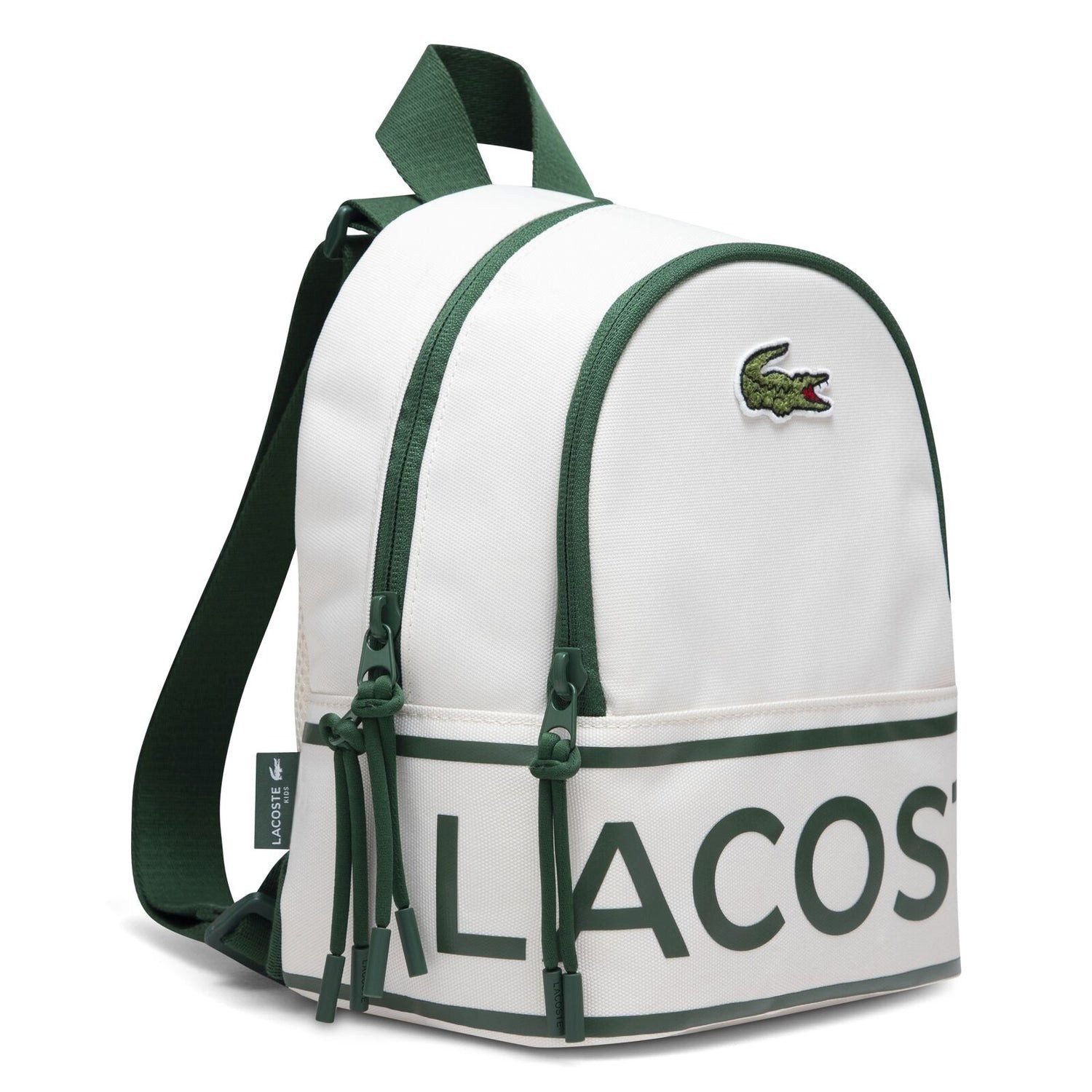 Lacoste Kinderrucksack Lacoste Kids kleiner Rucksack creme grün mit flauschigem Krokodil-Logo