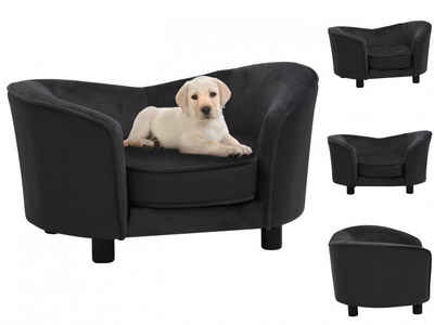 vidaXL Hundekorb Hundesofa Schwarz 69x49x40 cm Plüsch und Kunstleder