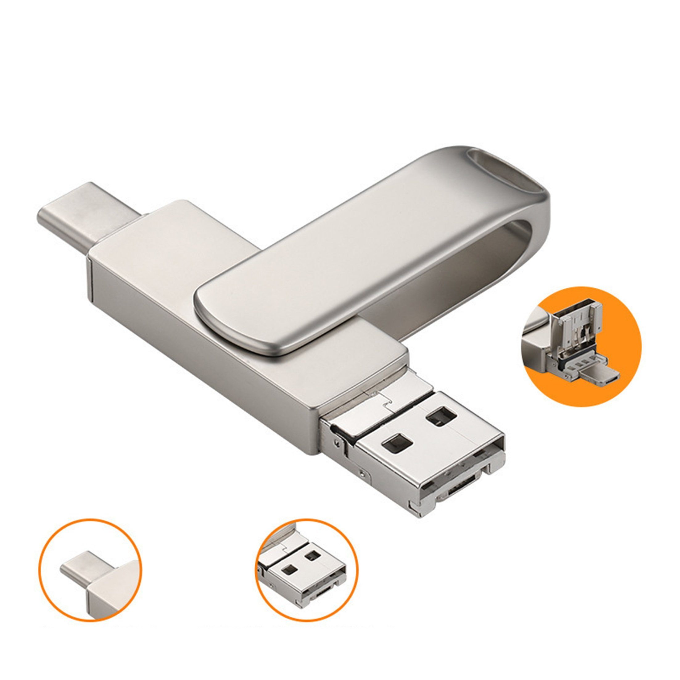 Diida USB C-Disk,128GB/64GB Flash-Laufwerk für PC/andriod/ios,USB-Stick USB-Flash-Laufwerk (Lesegeschwindigkeit 90,00 MB/s, OTG 4-in-1 USB-Flash-Laufwerk)