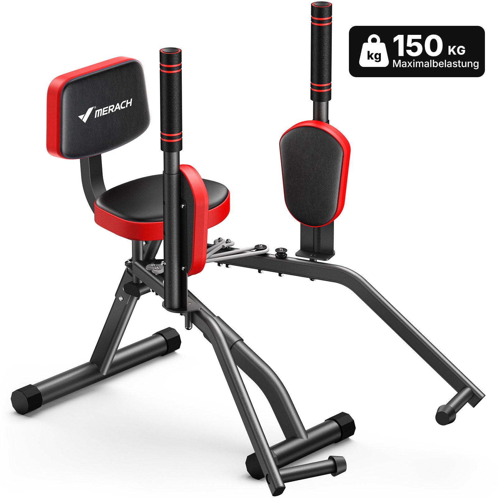 MERACH Bauchtrainer Hüftabduktor, 3-in-1 Heimtrainer für Brust, Po & Beine (6‑Stufen‑Beintrainer mit Widerstandsband, verstellbare Polster, 1-St., Formt Po & Beine, für Frauen & Männer, effektives Training zu Hause), Po-Trainer, Beintrainer, Hüfttrainer,