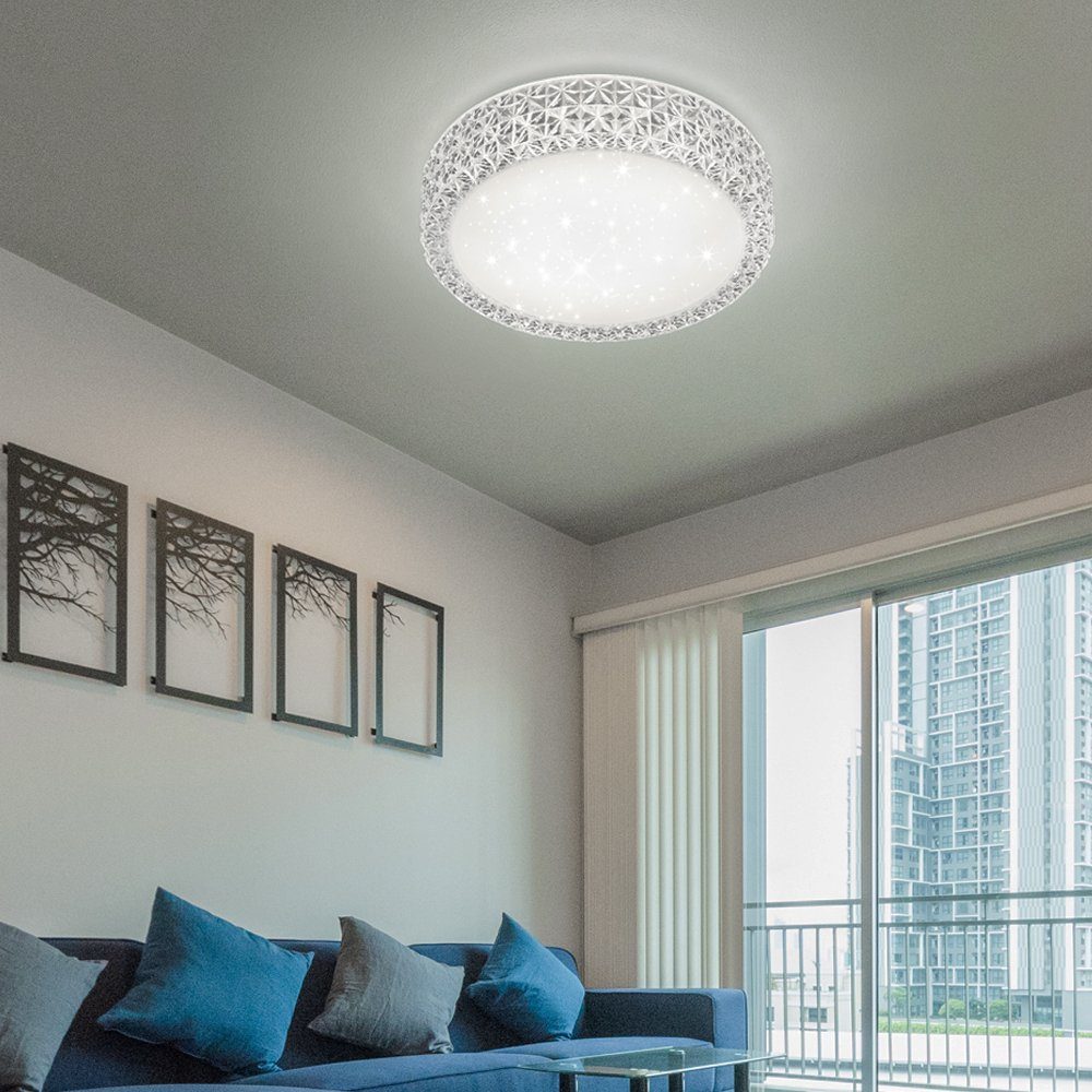 LED Decken Lampe Wohn Zimmer Leuchte Sternen Effekt Beleuchtung Kristalle klar 