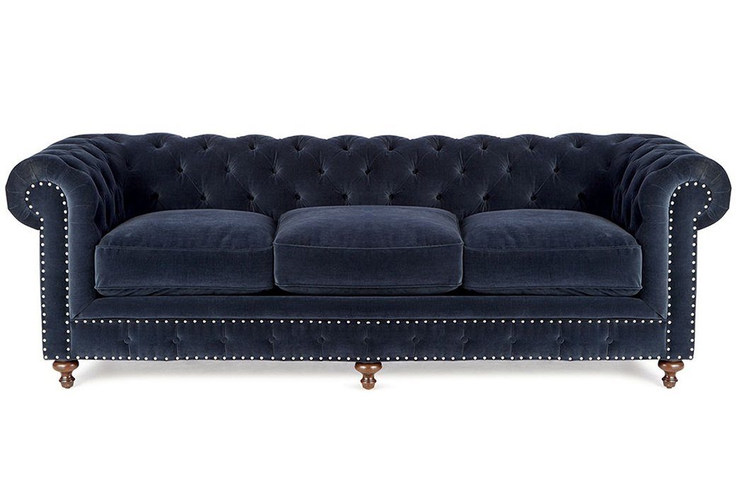 JVmoebel Sofa Luxus Chesterfield blauer Dreisitzer Polstermöbel, Made in Europe