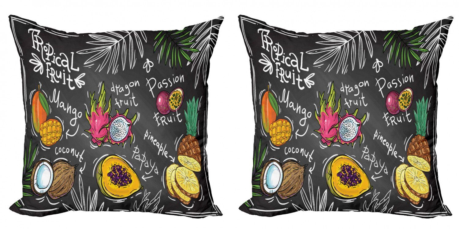 Kissenbezüge Modern Accent Doppelseitiger Digitaldruck, Abakuhaus (2 Stück), Obst Mango Dragon Fruit Papaya