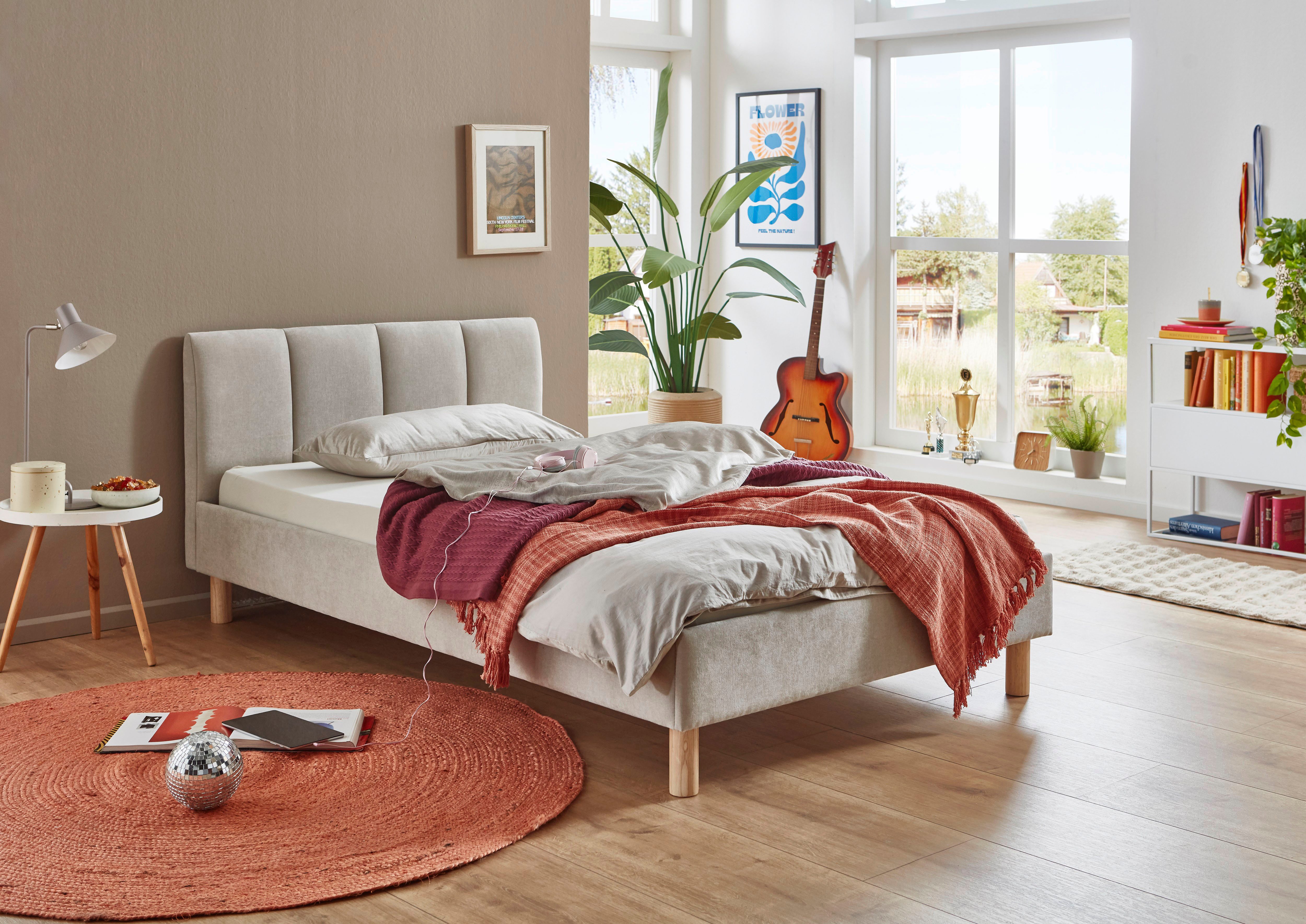meise.möbel Polsterbett Joker, in verschiedenen Breiten und Farben erhältlich, wahlweise mit schwarzem oder eichefarbigem Holzfuß