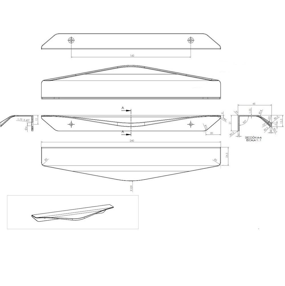 MS Beschläge Türbeschlag Griffleiste Profilgriff Modell Lagos Möbelgriff Schubladengriff Metall