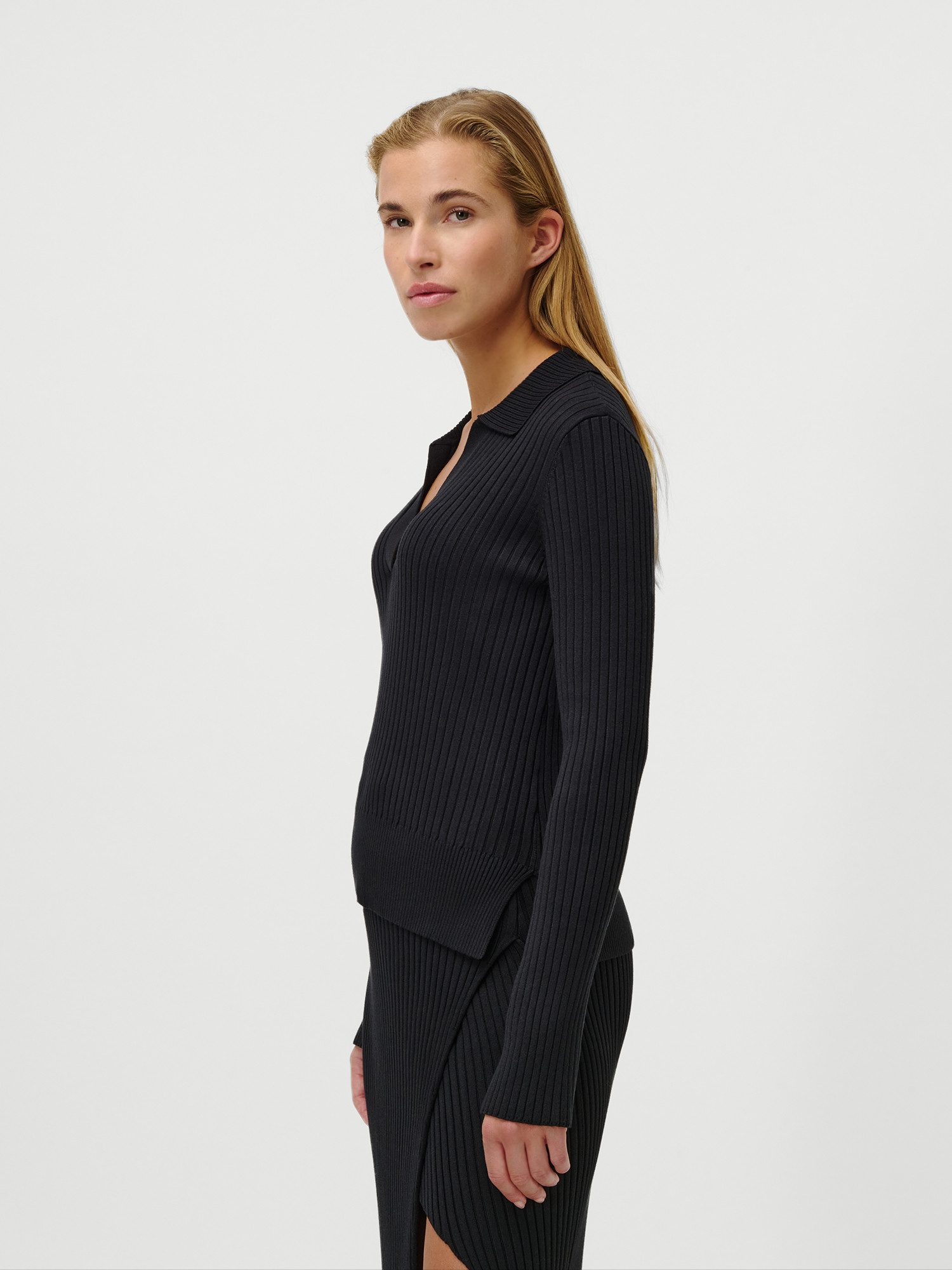 LeGer Polokragenpullover Charlotte, LeGer by Lena Gercke Polokragen mit V-Ausschnitt, Rippstrick