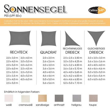 CelinaSun Sonnensegel Premium Tarp UV-Schutz PES UPF 50+ Dreieck 2,5x2,5x3,5m taupe