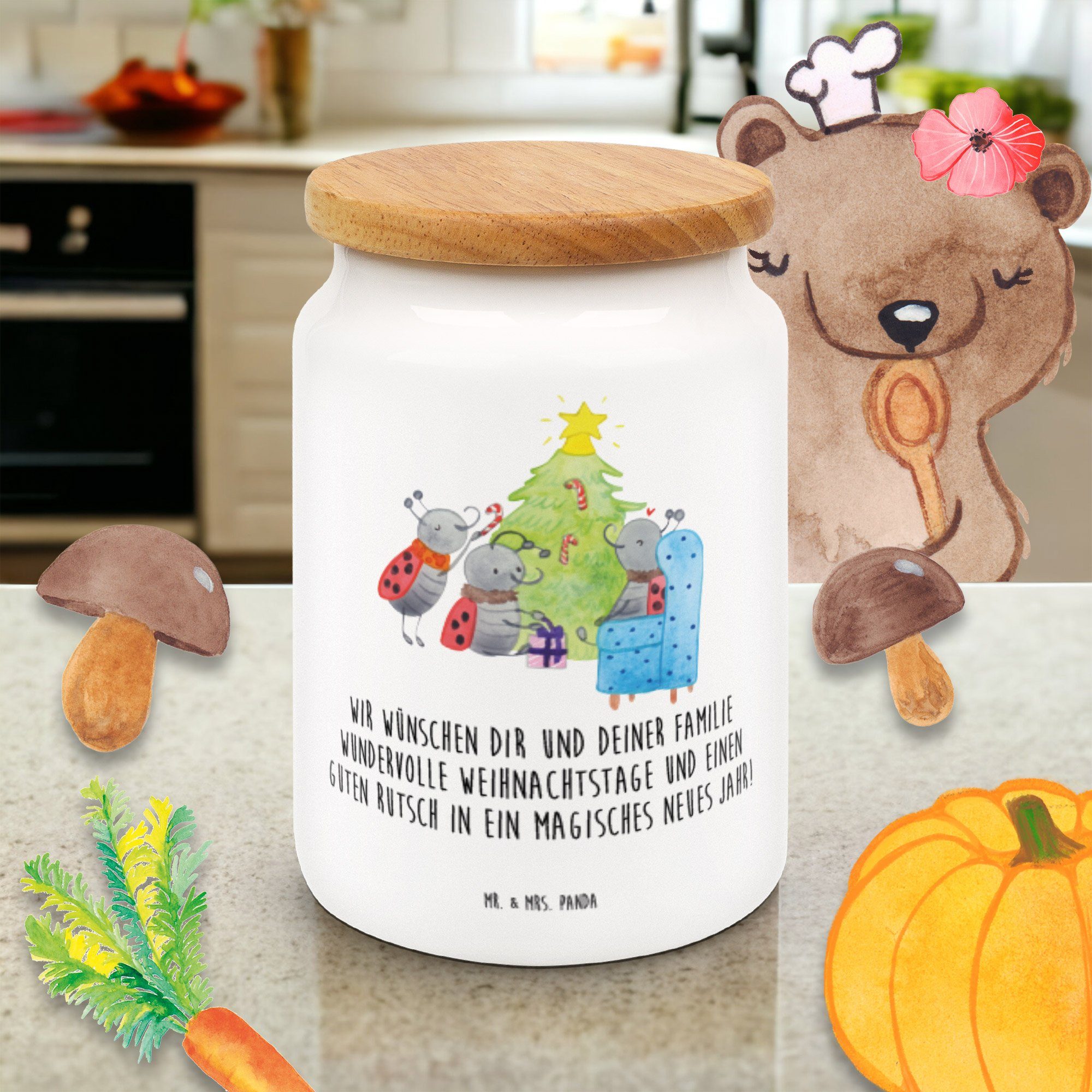 Weiß Smörle Geschenk, Nikolaus, - Pfefferm, Panda - Vorratsdose Mrs. Wintermotiv, & Weihnachten Keramik, Mr. (1-tlg)