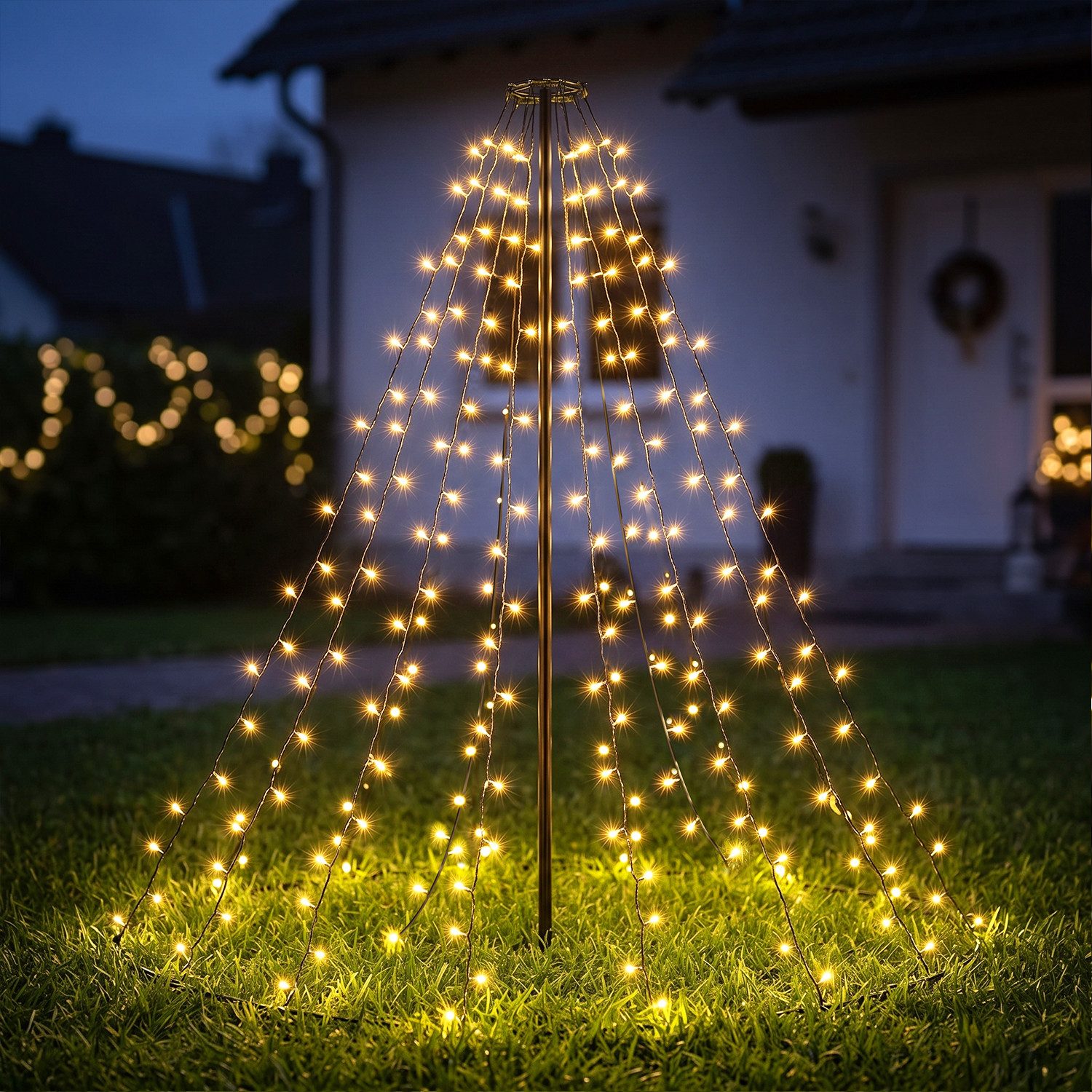 Salcar LED Baum LED Lichterbaum Weihnachtsbaum Außen weihnachtsbaumbeleuchtung, 200 LEDs, 10 Lichtstränge, 8 Modi, Timer & Memory, IP44
