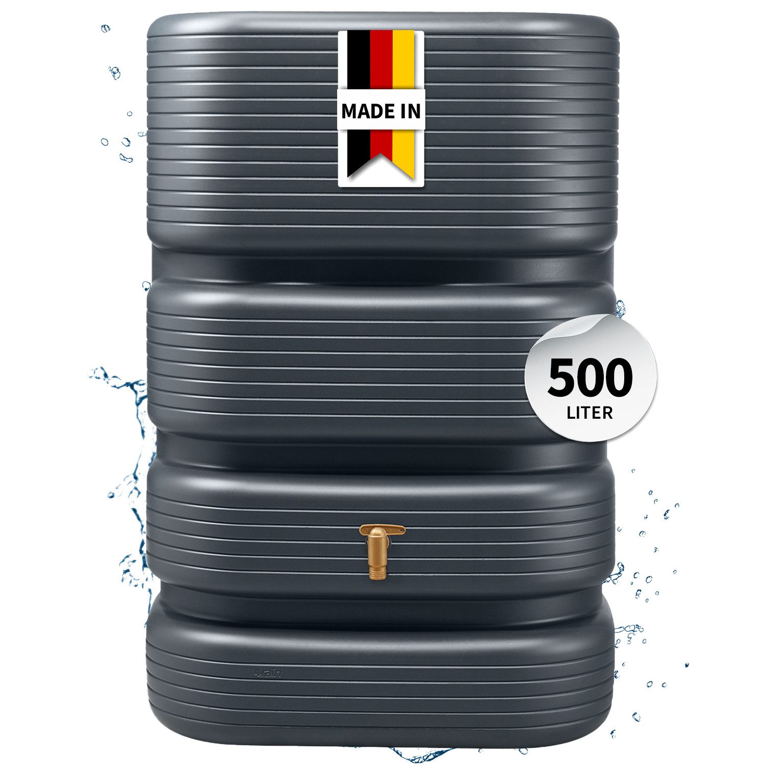 4rain Regentonne QUADRO Wandtank 500 Liter graphite grey