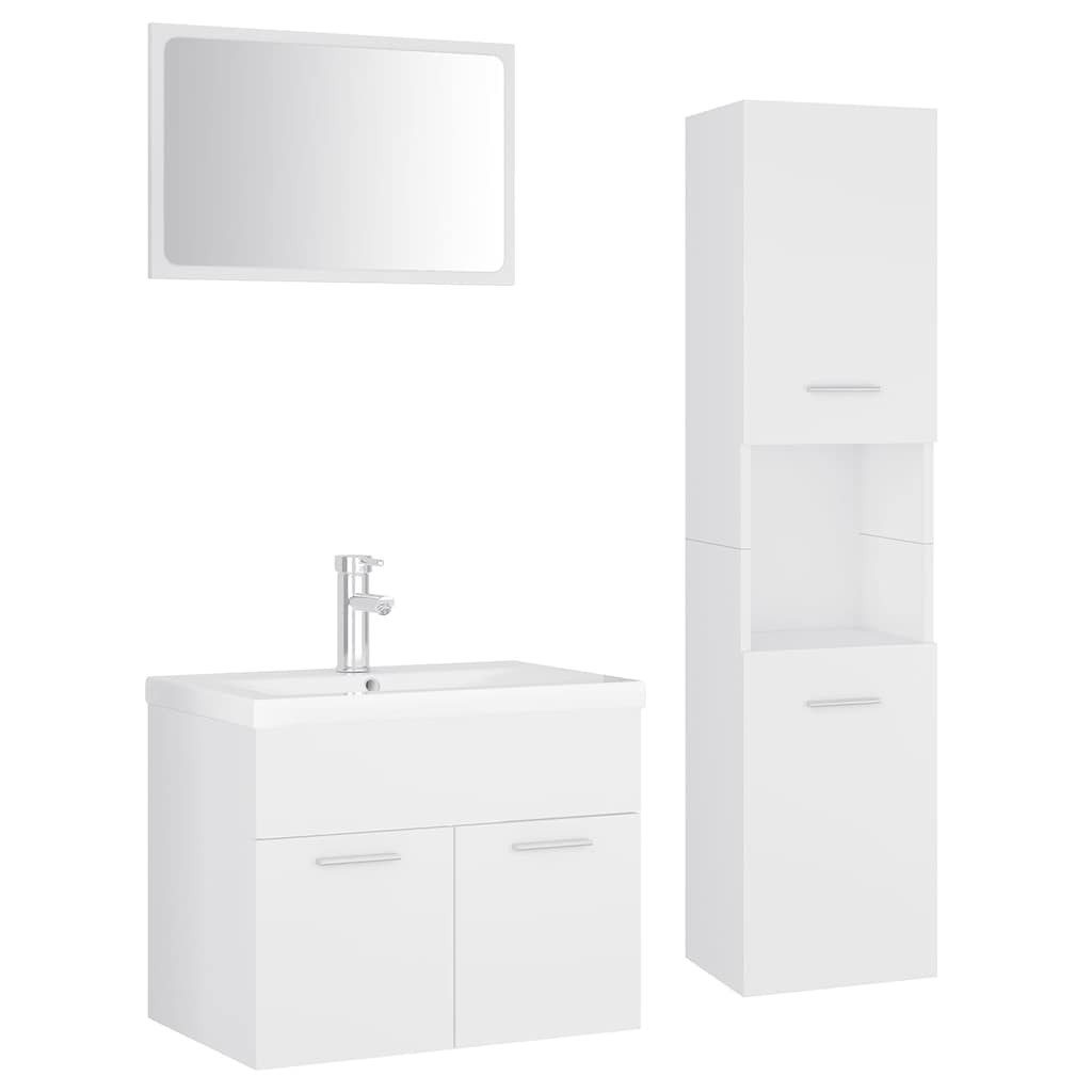 vidaXL Badezimmer-Set Badmöbel-Set Weiß Holzwerkstoff, (1-St)