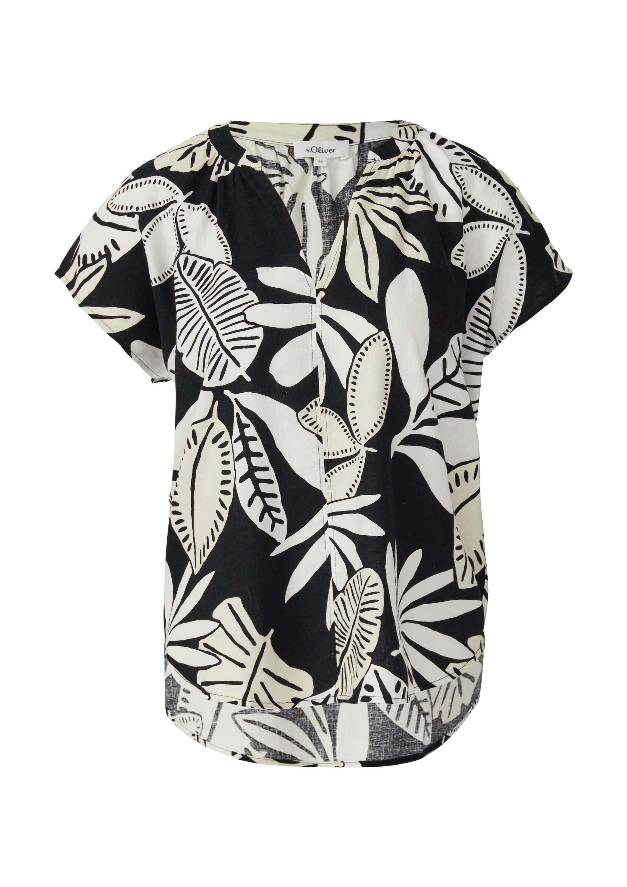 s.Oliver Kurzarmbluse Bluse Ärmellose Bluse aus Leinenmix im Relaxed Fit günstig online kaufen