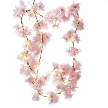 MARELIDA LED-Lichterkette LED Lichterkette rosa Kirschblüten Deko Blumengirlande Timer L: 1,8m, 20-flammig