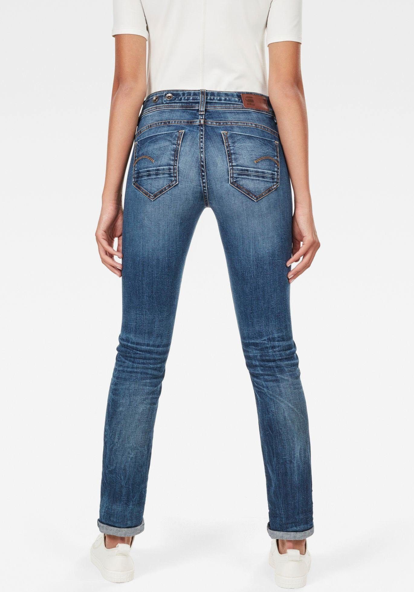 G-STAR Straight-Jeans Midge Straight Women mit Used-Effekten