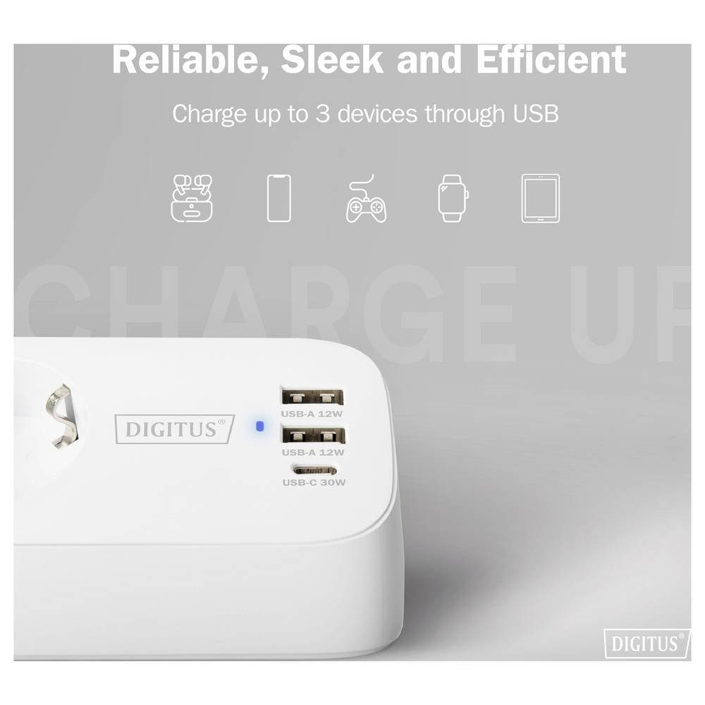 Digitus DA-70626 Tischsteckdose Weiß Schutzkontakt 1 St. Steckdosenleiste, Steckdosen