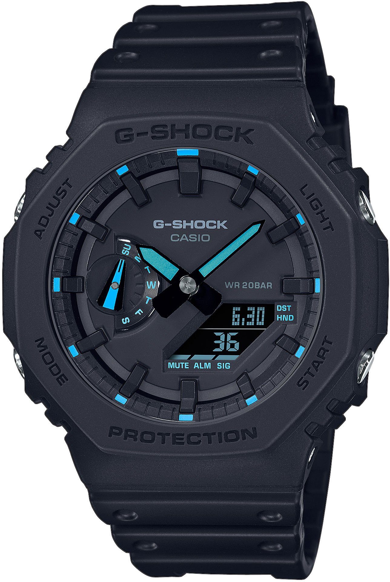 CASIO G-SHOCK Chronograph GA-2100-1A2ER, Quarzuhr, Armbanduhr, Herrenuhr, digital, bis 20 bar wasserdicht