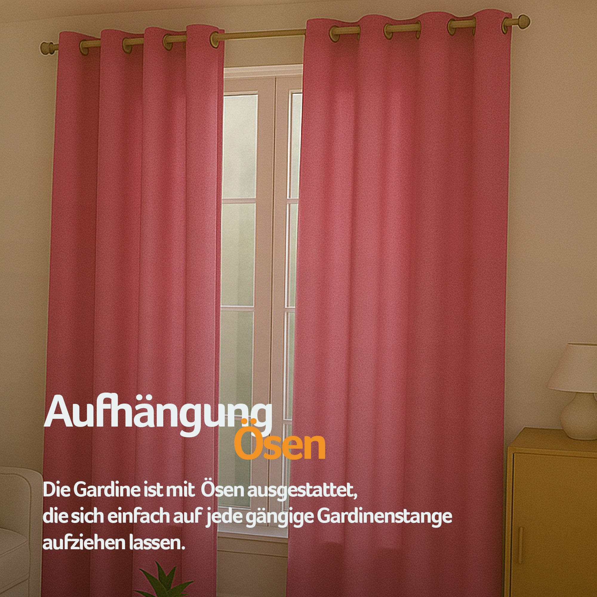 Bestlivings Gardine "Ellen" mit Ösen (2 St), Ösen, blickdicht, Polyester, matter Stoff, einfarbig, waschbar bei 30°C, bügelleicht, formstabil