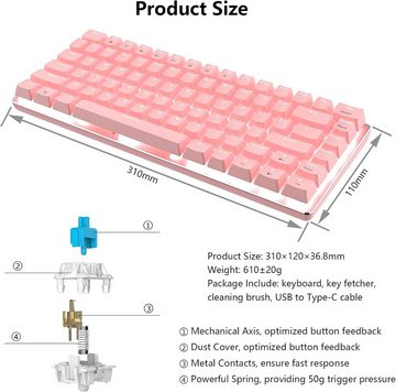 CROSS ZEBRA WEIß LED BACKLIT MIT GLOW KEYS Gaming-Tastatur (Anti-Ghosting-Technologie,Hochwertige Materialien maximale Präzision)