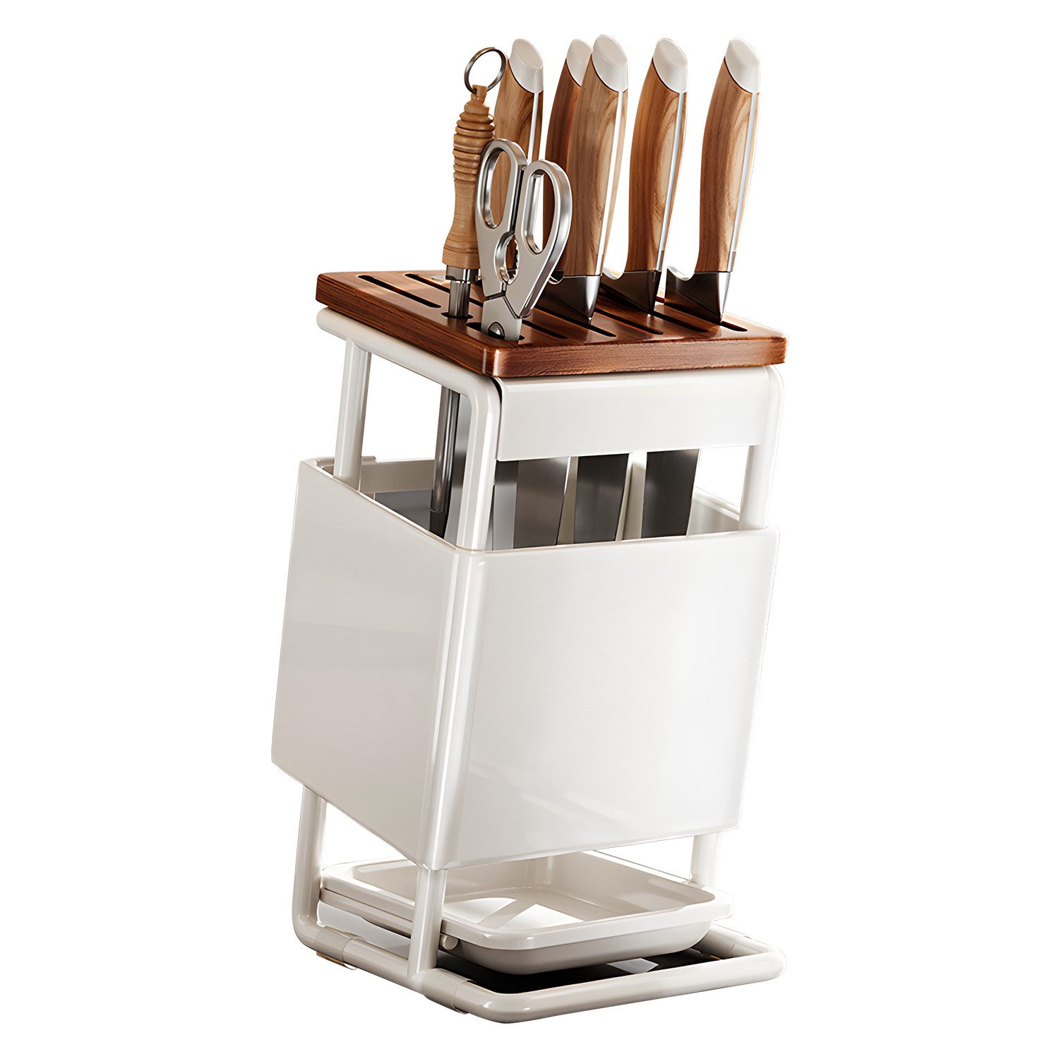 OSTWOLKE Messerblock Universal Messerhalter mit Tropfschale, ohne messer