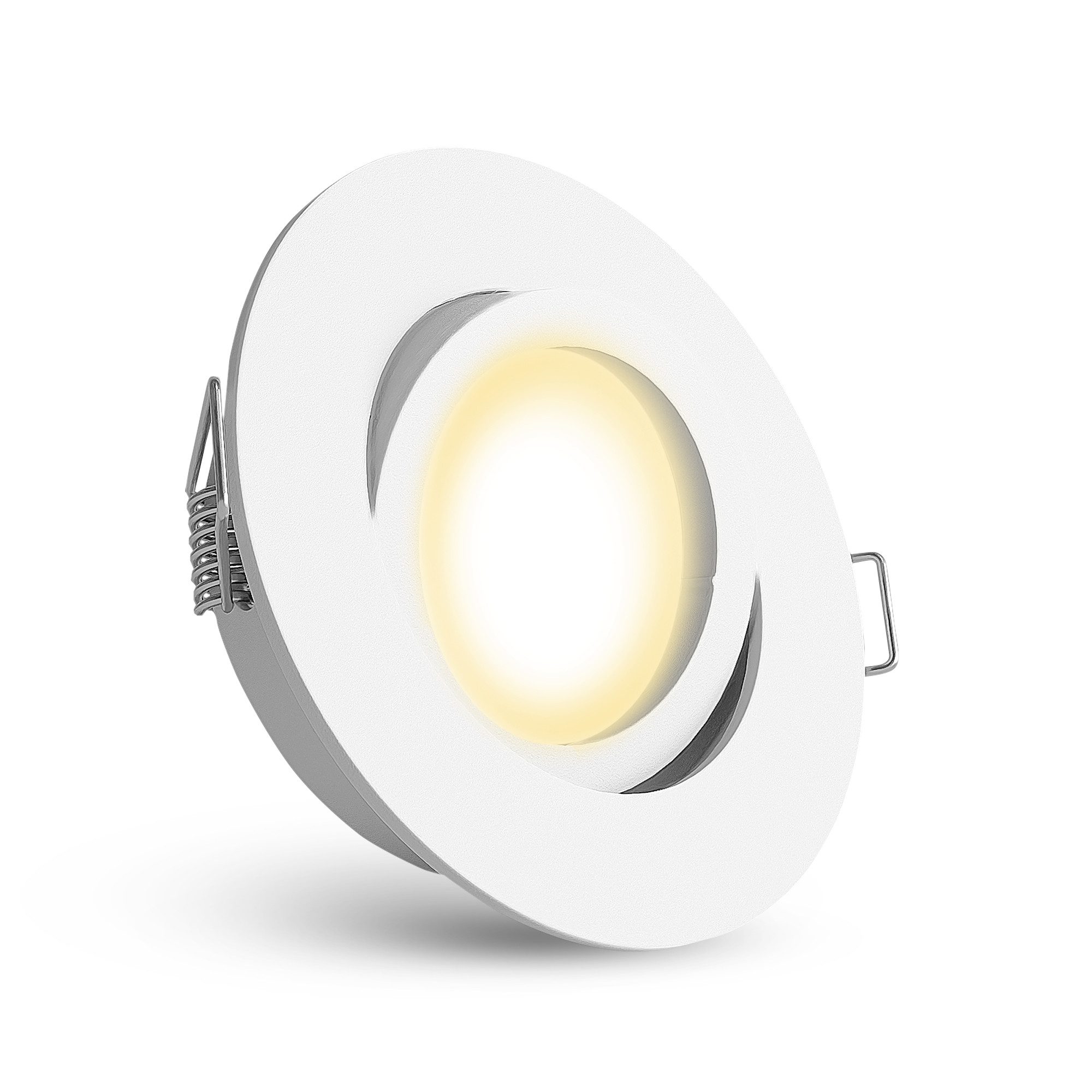 linovum LED Einbaustrahler 10 x LED Einbaustrahler weiss rund schwenkbar Spot inkl. LED GU10, Warmweiß