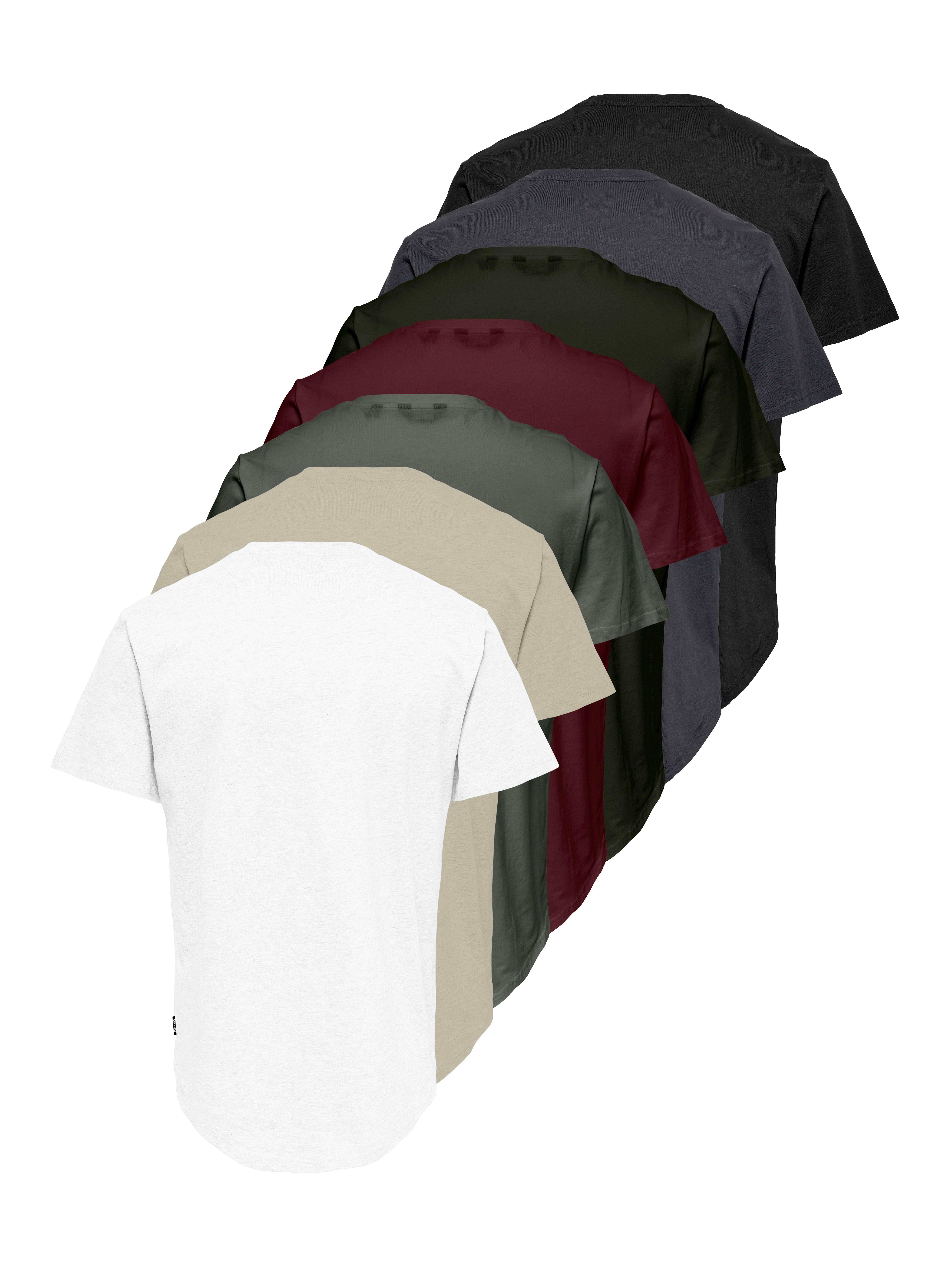 ONLY & SONS Rundhalsshirt ONSMATT LONGY SS TEE 7-PACK (Packung, 7-tlg) Baumwolle, relaxed fit, lang geschnitten