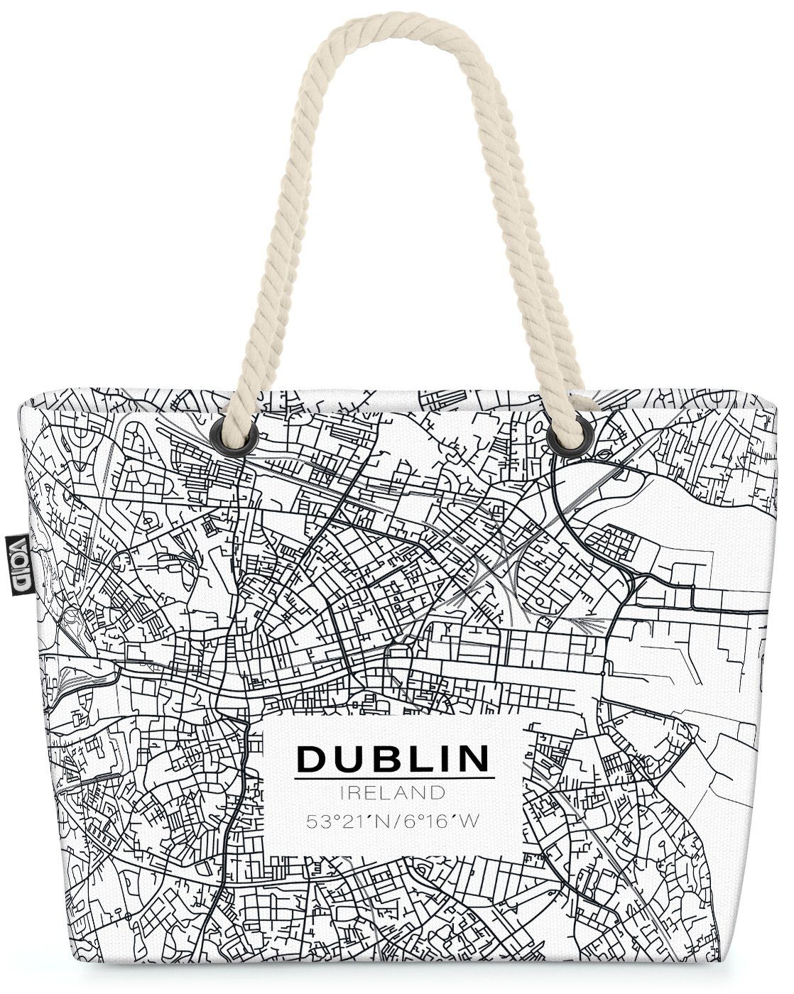 VOID Strandtasche (1-tlg), Dublin Karte Beach Bag landkarte stadt dublin irland grossbritannien europa